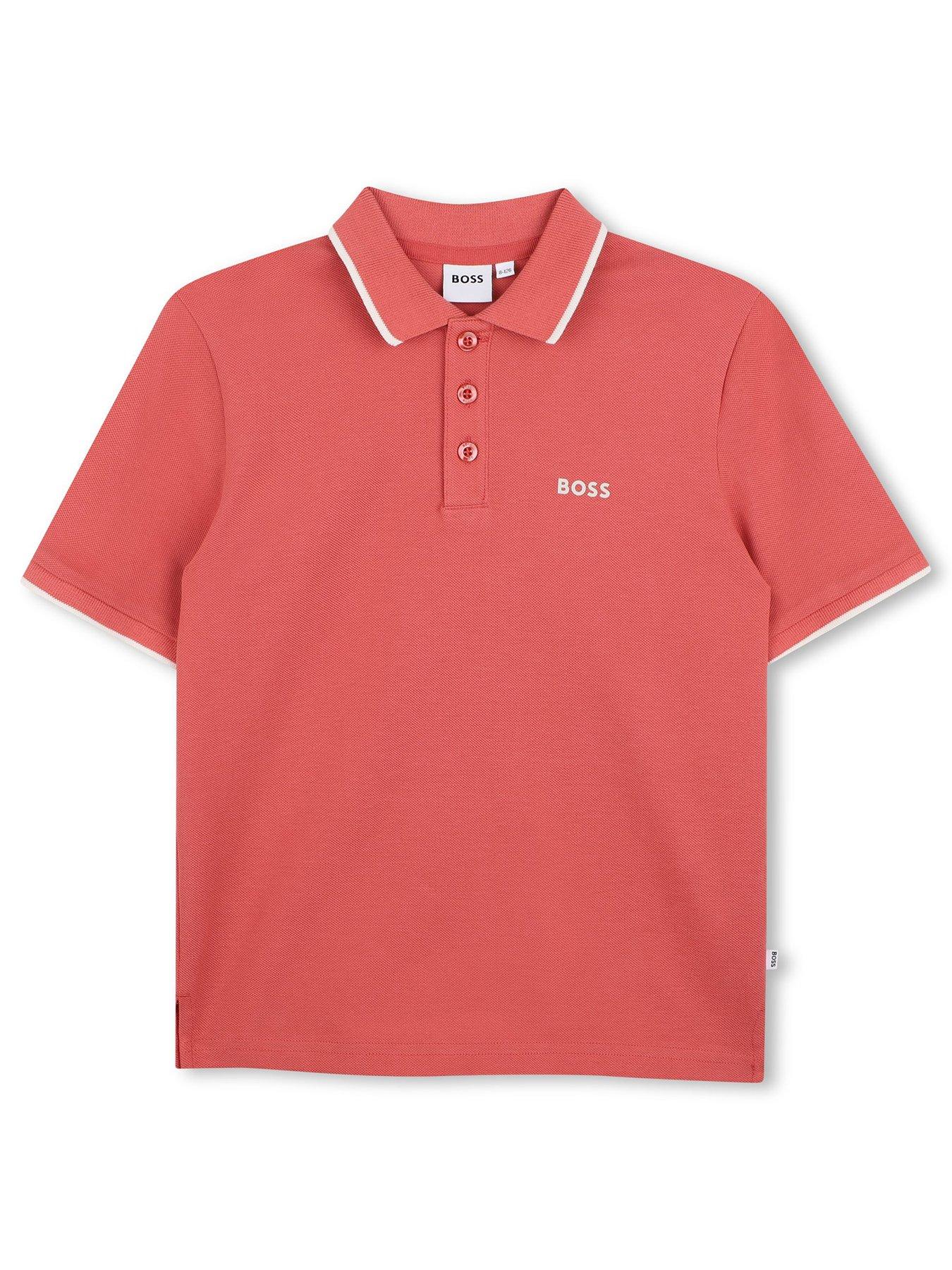 Image 1 of 3 of BOSS Boys Short Sleeve Polo Shirt - Red