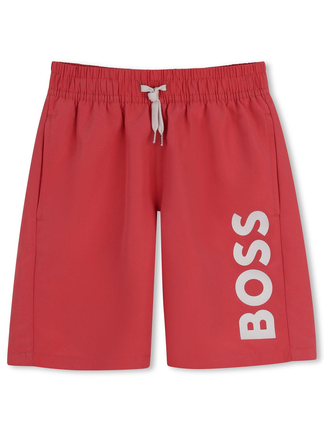 boss-boys-logo-swim-shorts-redfront
