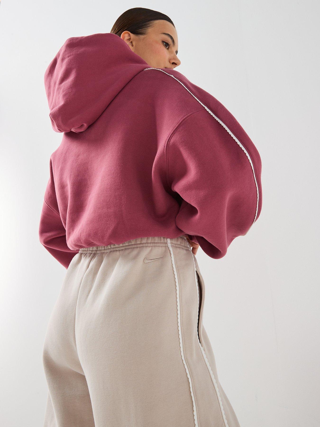 Image 4 of 7 of Nike Womens Studio Fleece Scallop Tape Logo Open Hem Joggers - Cream