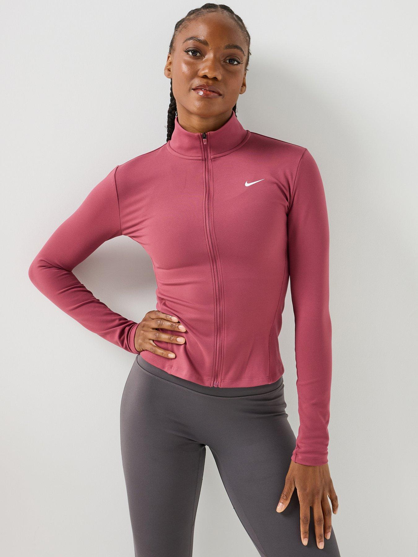 Image 1 of 7 of Nike Womens One Fitted Dri-Fit Full Zip Jacket - Pink