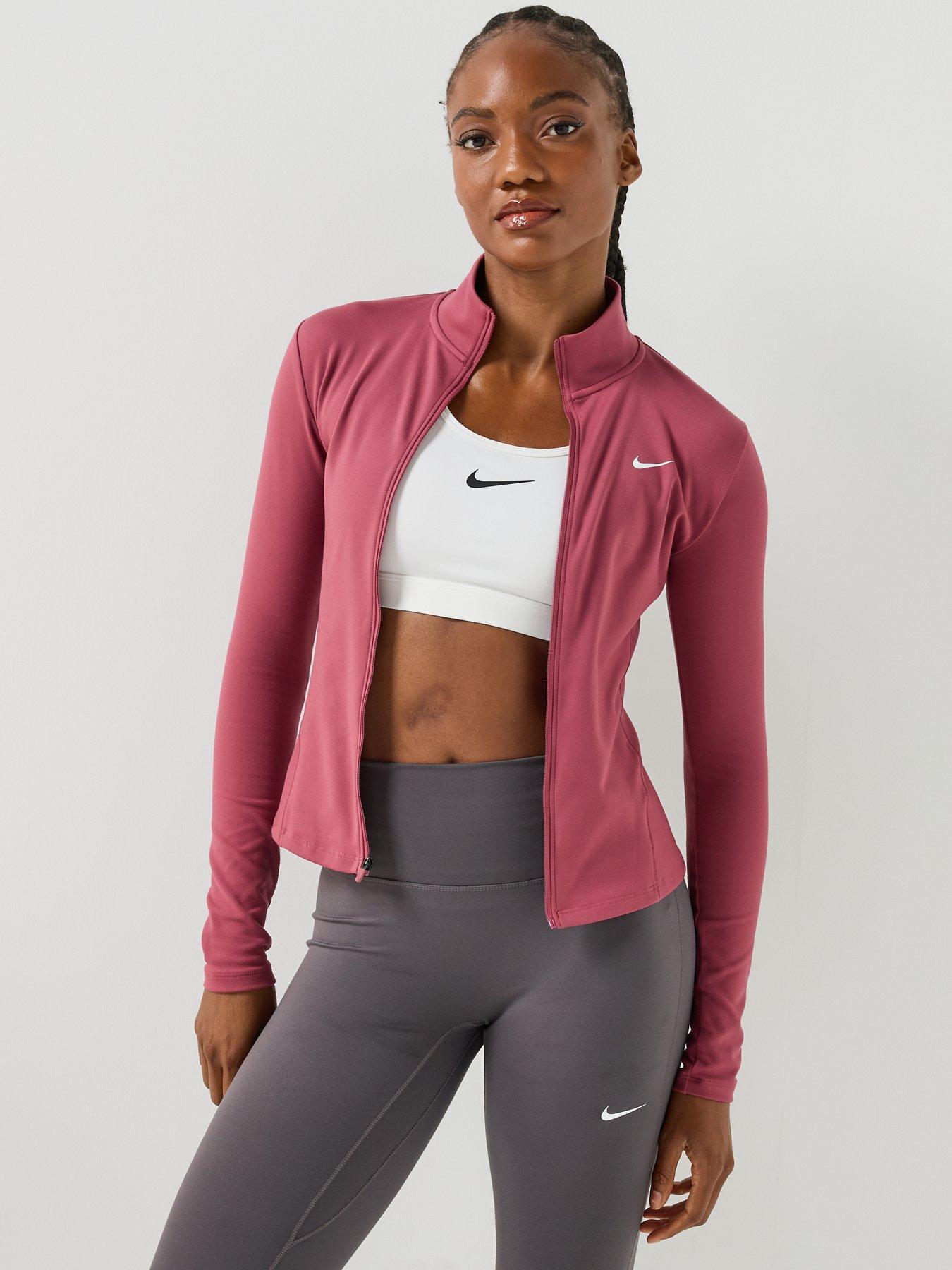 Image 4 of 7 of Nike Womens One Fitted Dri-Fit Full Zip Jacket - Pink