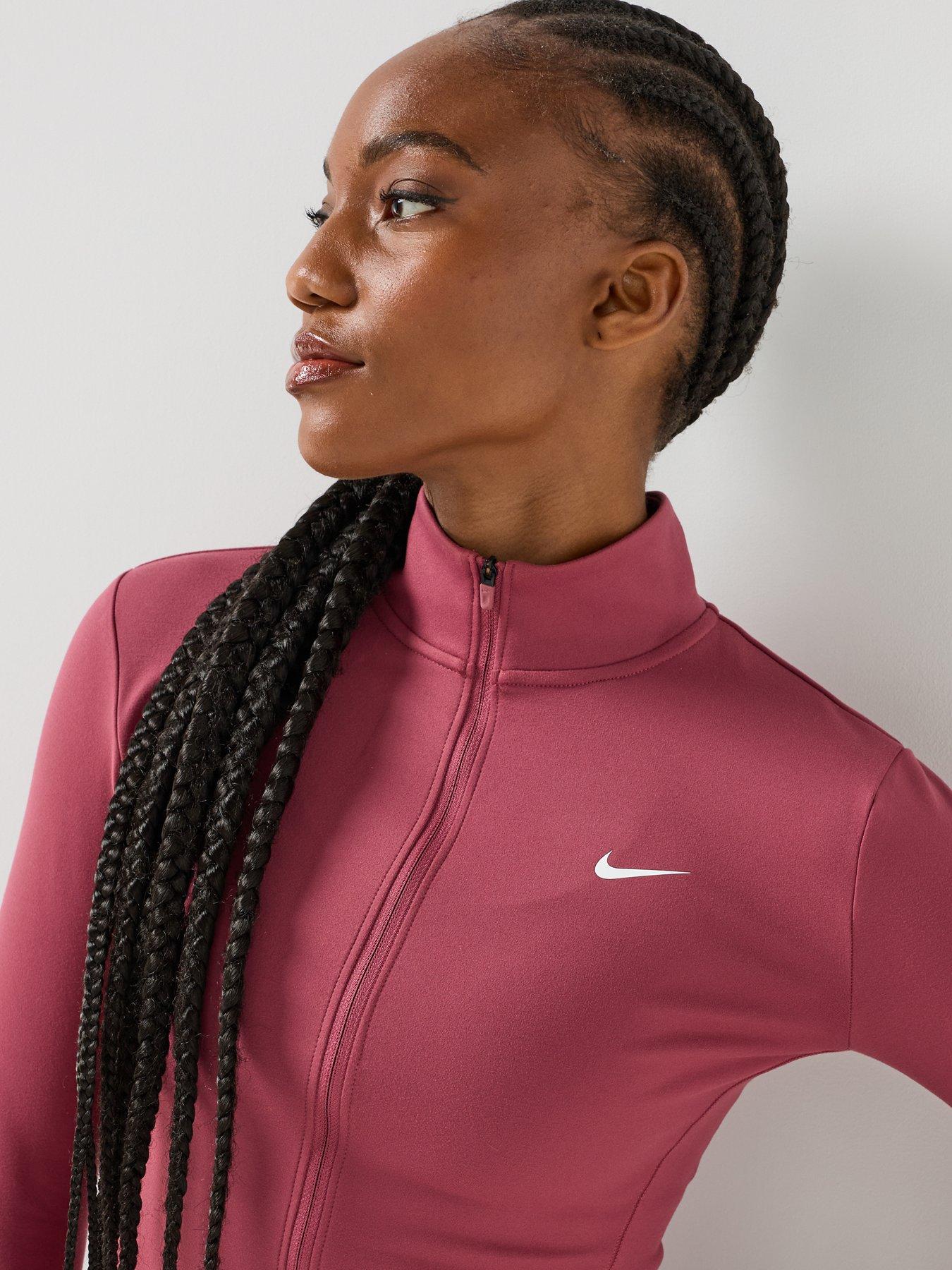 Image 6 of 7 of Nike Womens One Fitted Dri-Fit Full Zip Jacket - Pink