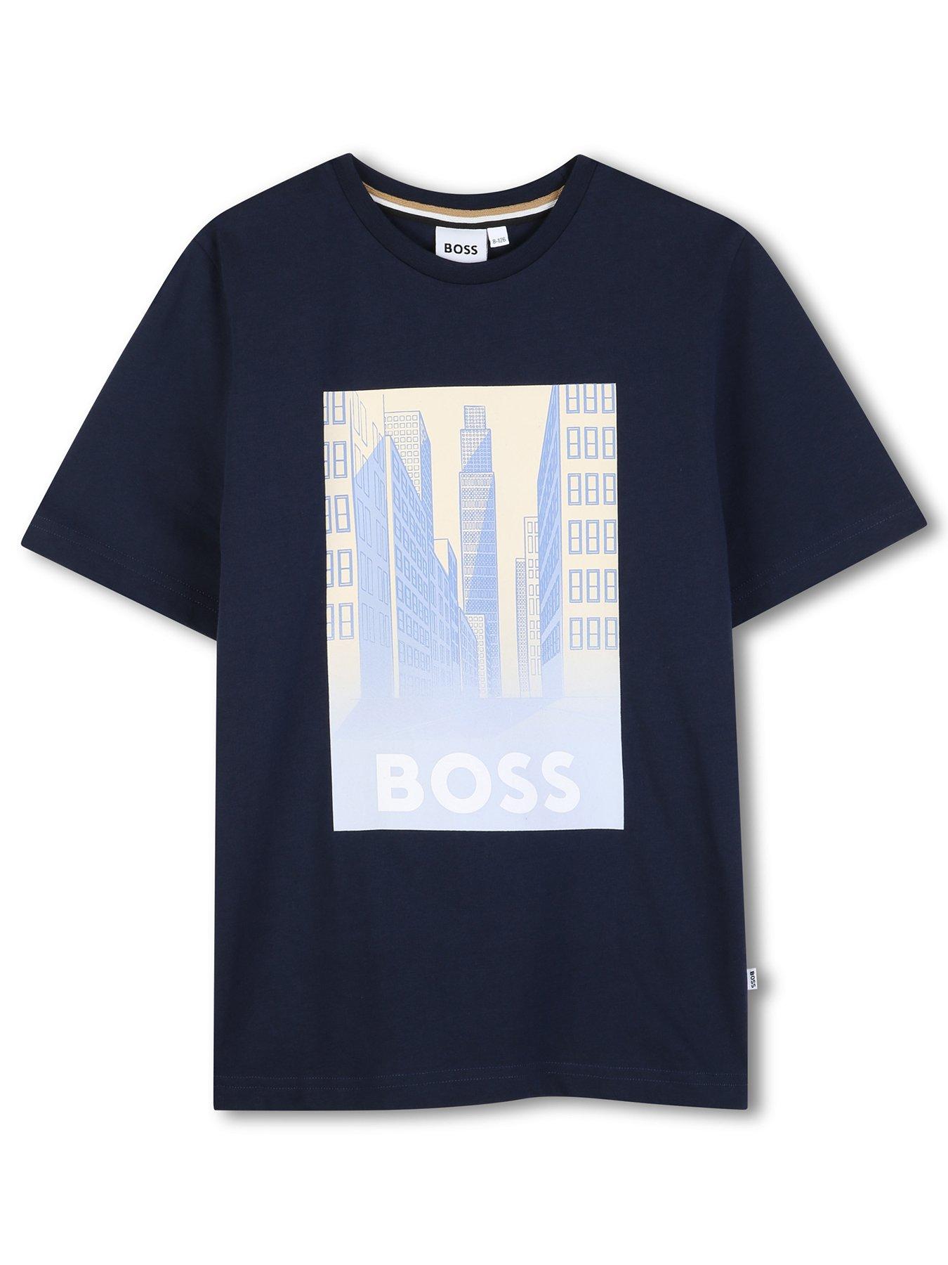 Image 1 of 3 of BOSS Boys City Logo Short Sleeve T-shirt - Navy
