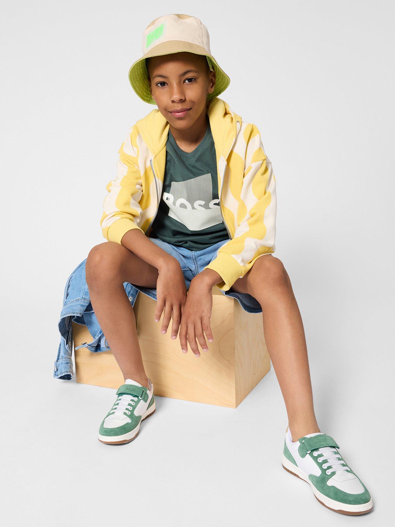 boss-boys-graphic-short-sleeve-t-shirt-greenfront