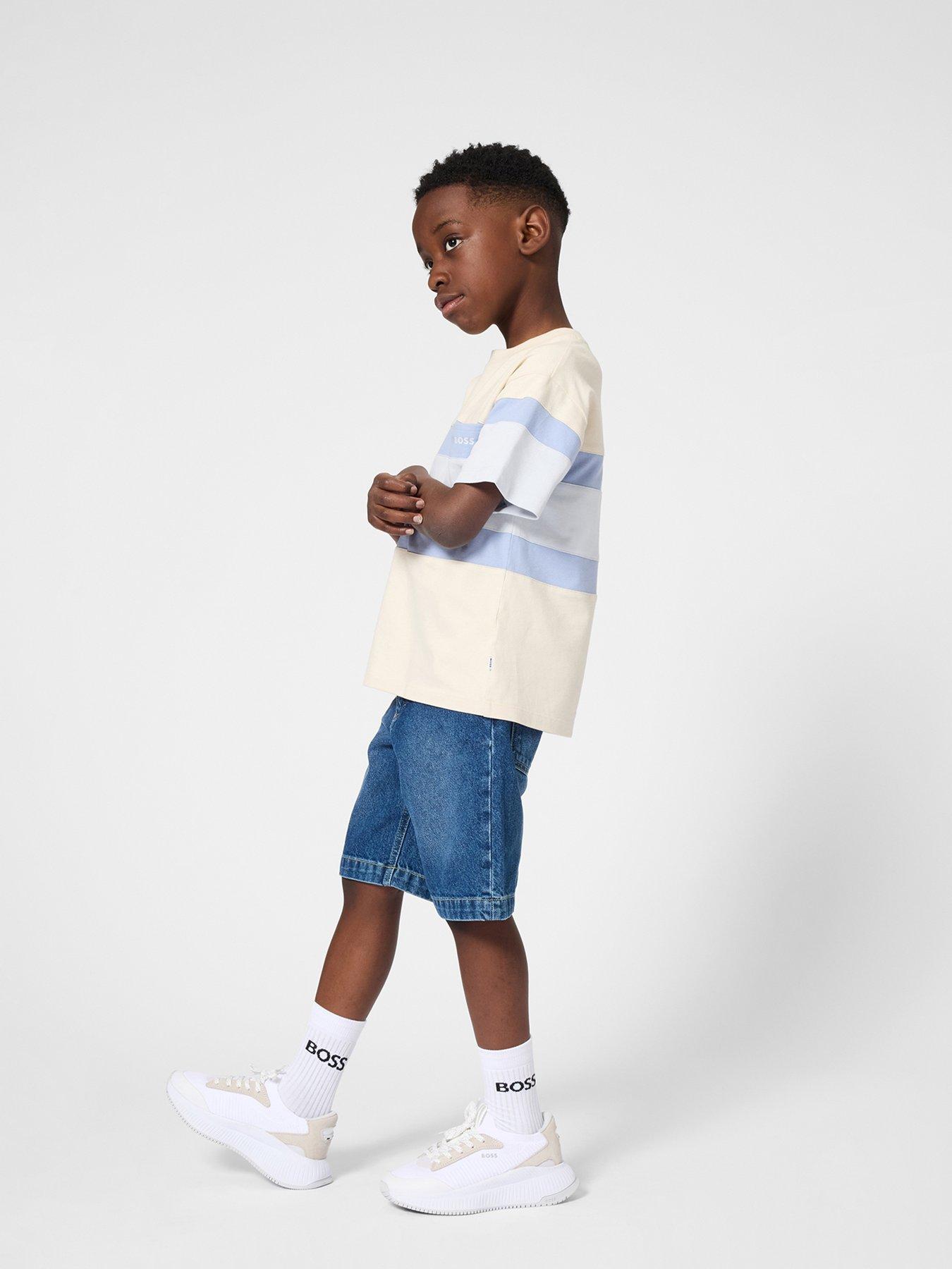 Image 1 of 4 of BOSS Boys Block Stripe Short Sleeve T-shirt - Multi