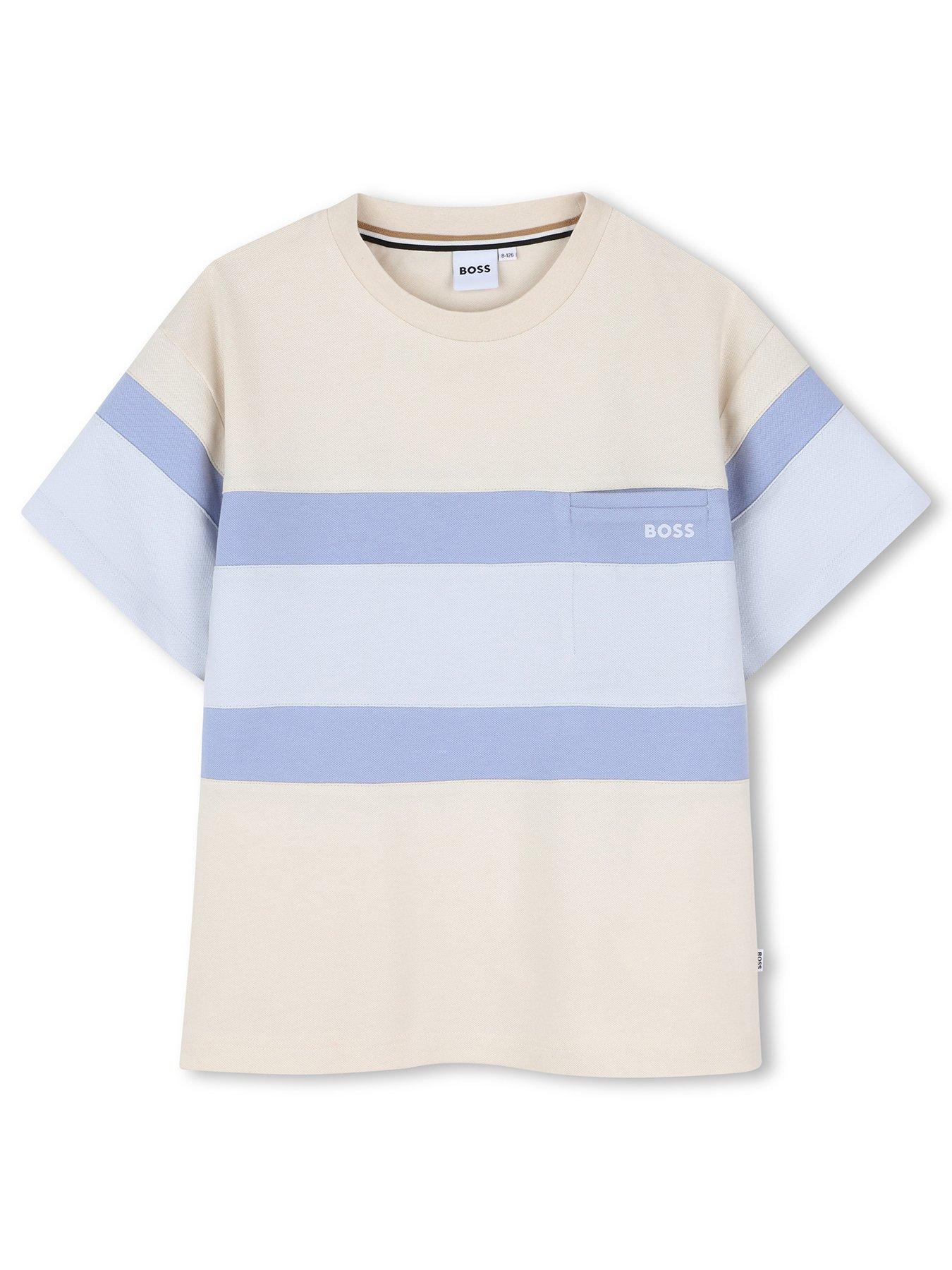 Image 2 of 4 of BOSS Boys Block Stripe Short Sleeve T-shirt - Multi