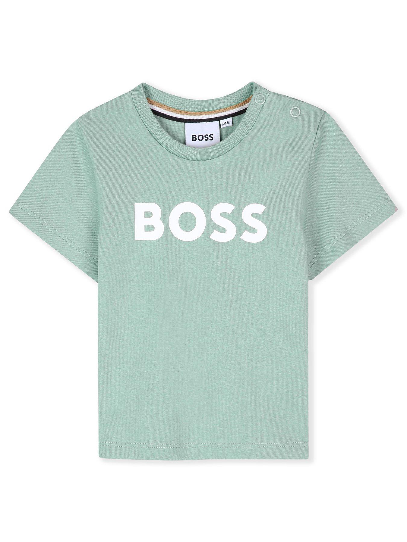 Image 1 of 3 of BOSS Baby Boys Logo Short Sleeve T-shirt - Light Green