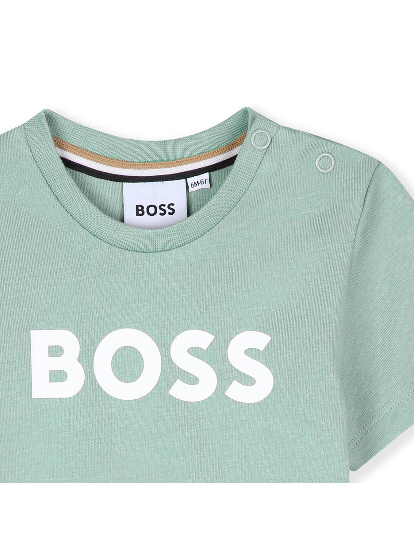 Image 3 of 3 of BOSS Baby Boys Logo Short Sleeve T-shirt - Light Green