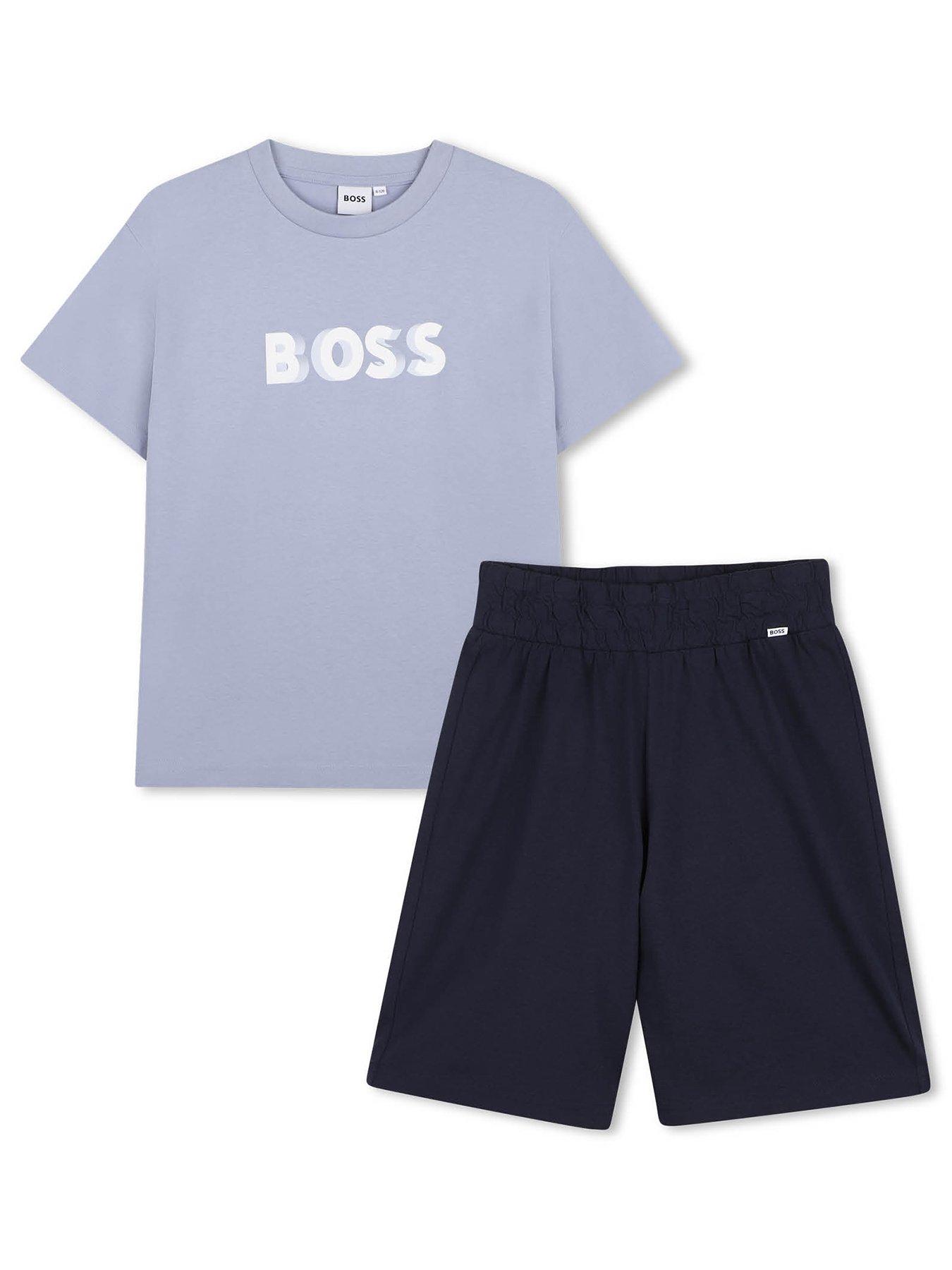 boss-boys-logo-t-shirt-and-short-set-navyfront