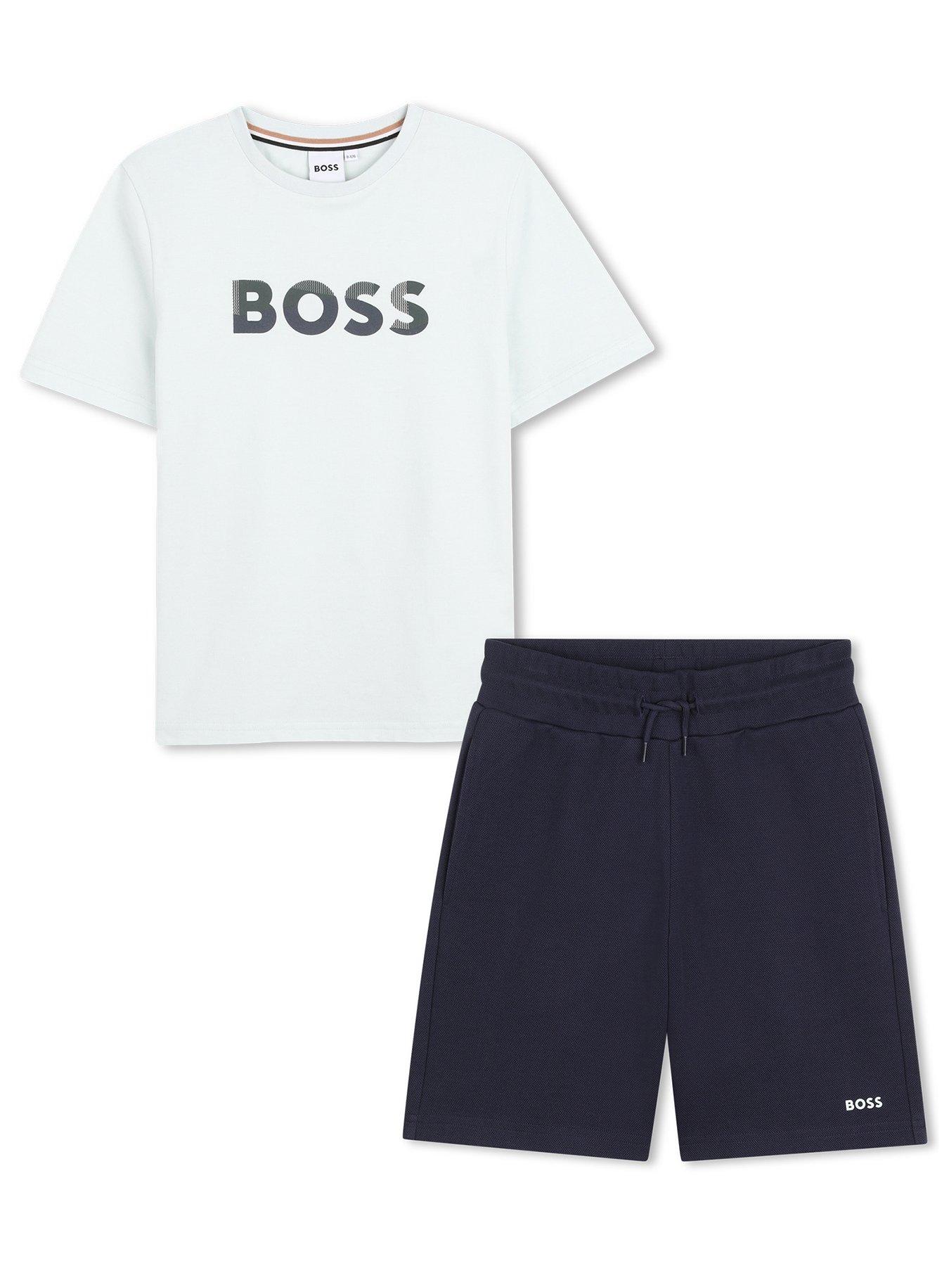 boss-boys-logo-t-shirt-and-short-set-light-greenfront