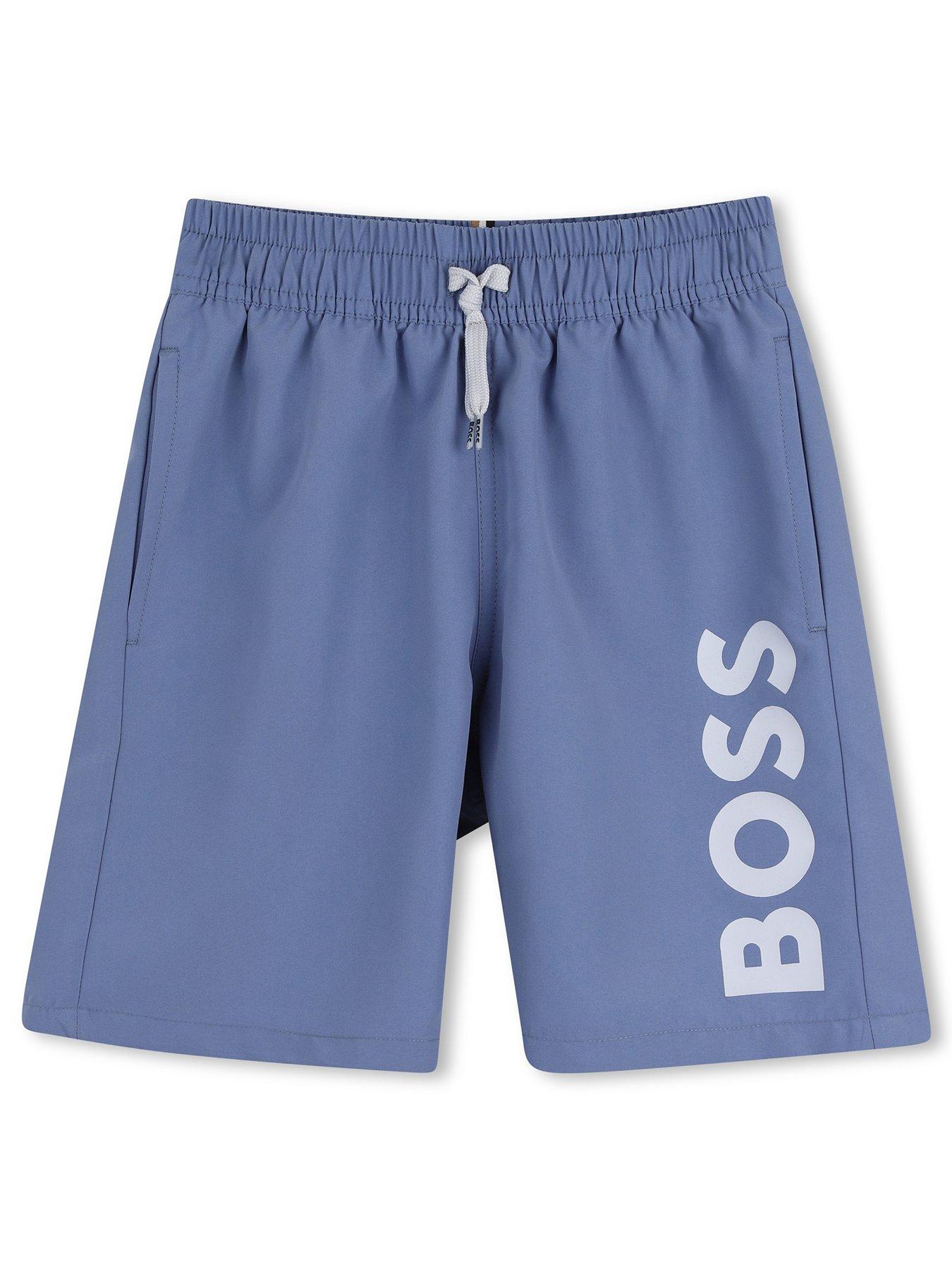 boss-boys-logo-swim-shorts-bluefront