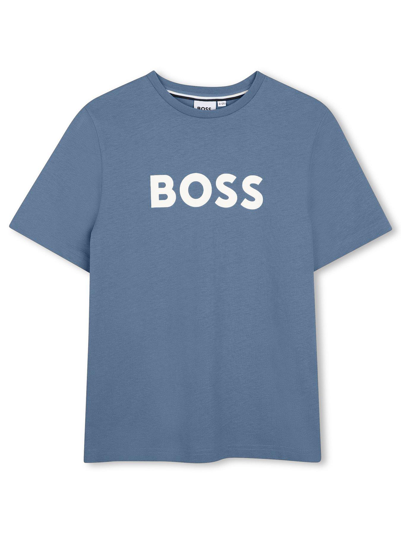BOSS Boys Large Logo Short Sleeve T-shirt - Blue