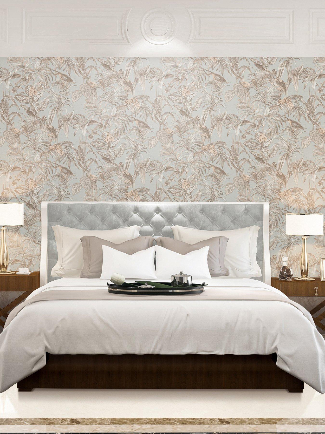 Image 1 of 4 of Design ID Did Bird Of Paradise Beige & Grey Wallpaper