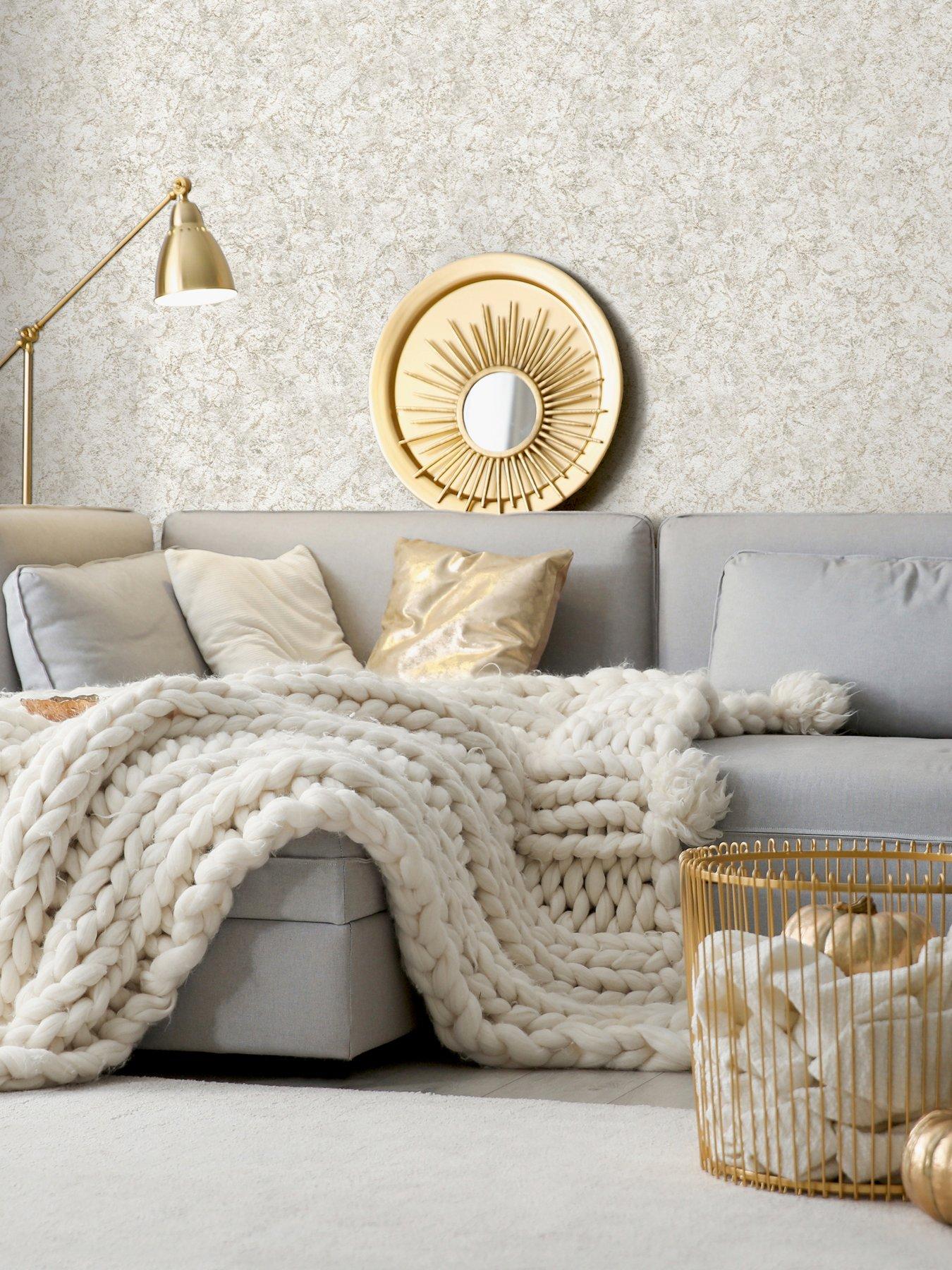 Image 5 of 7 of ARTHOUSE Textured Marble Ivory / Champagne Wallpaper