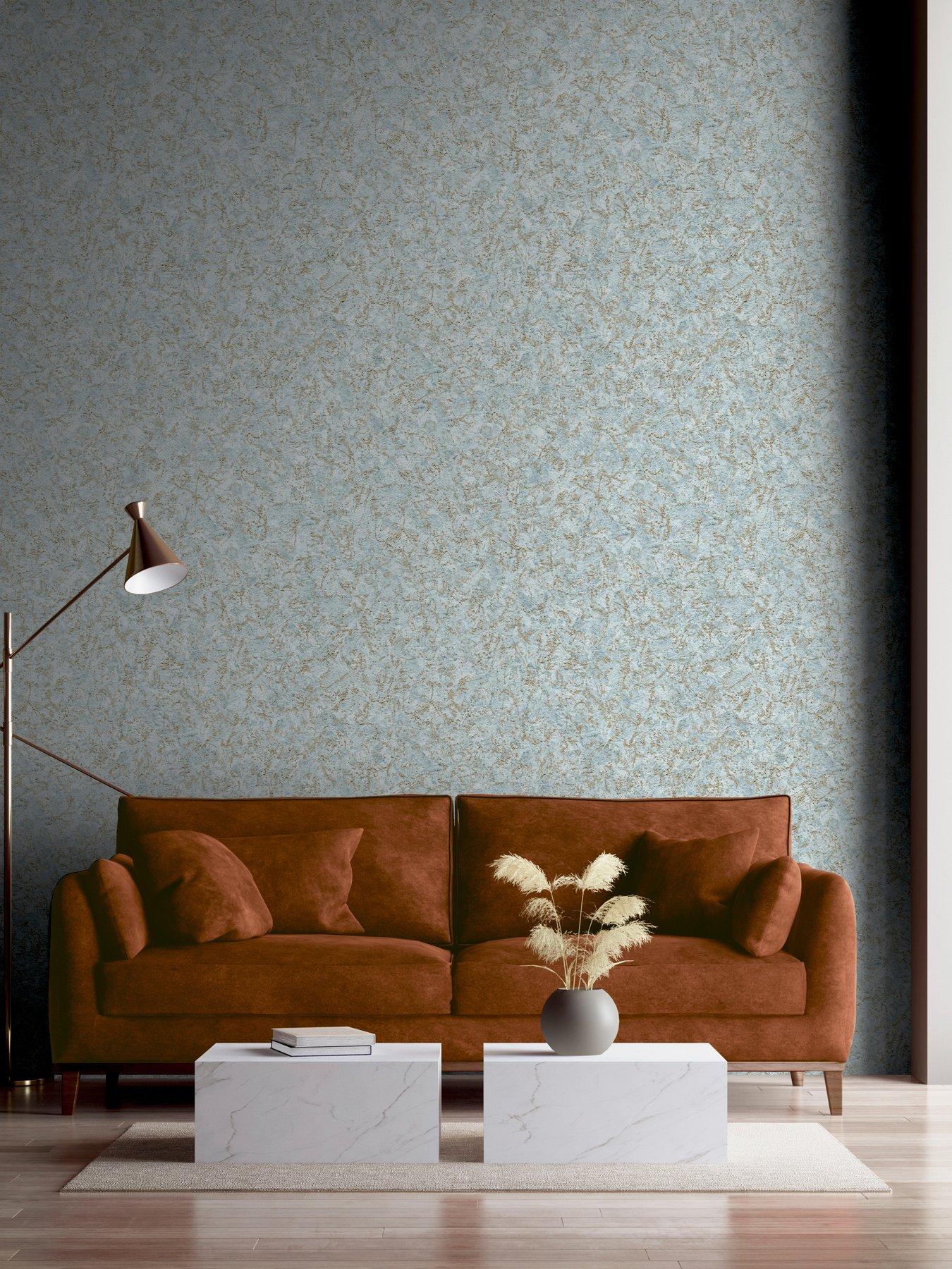 Image 4 of 7 of ARTHOUSE Textured Marble Soft Blue / Gold Wallpaper