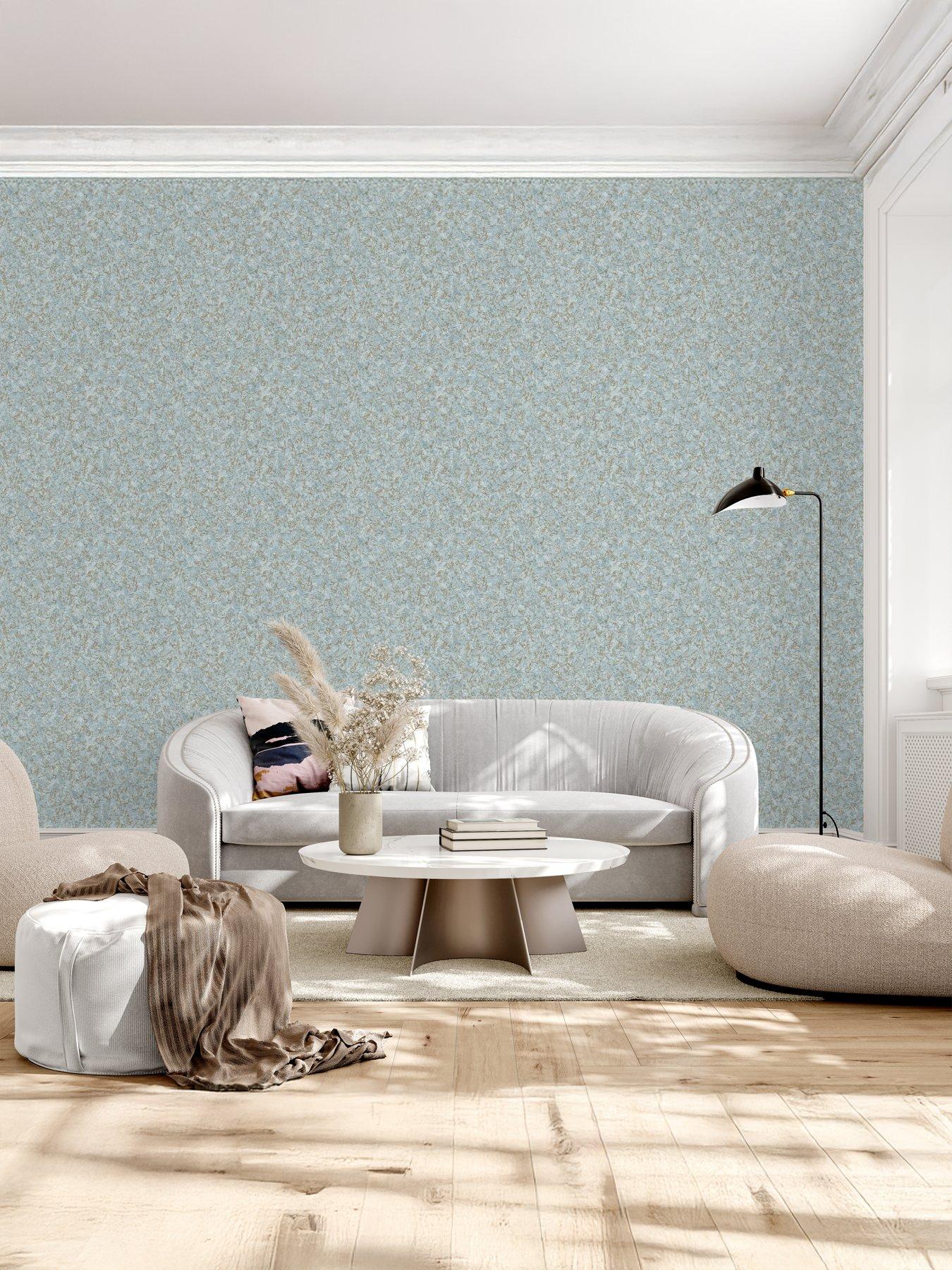 Image 7 of 7 of ARTHOUSE Textured Marble Soft Blue / Gold Wallpaper