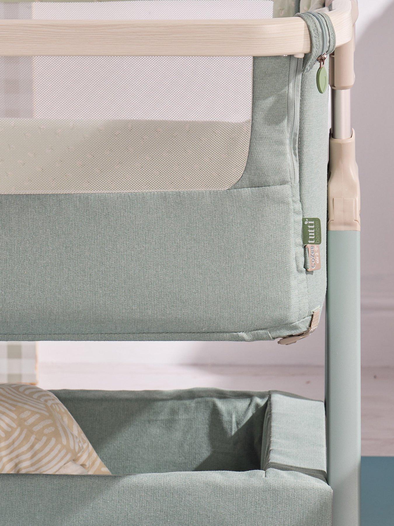 Image 7 of 8 of Tutti Bambini Cozee Air 2 Bedside Crib - Whitewash/Kelp