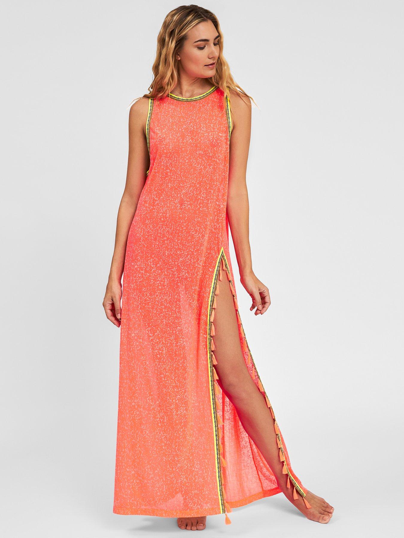 PITUSA Tassel Slit Beach Dress - Watermelon