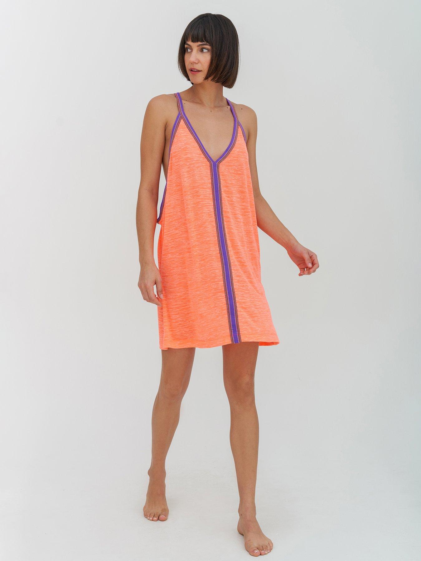 pitusa-mini-beach-dress-coral-orange
