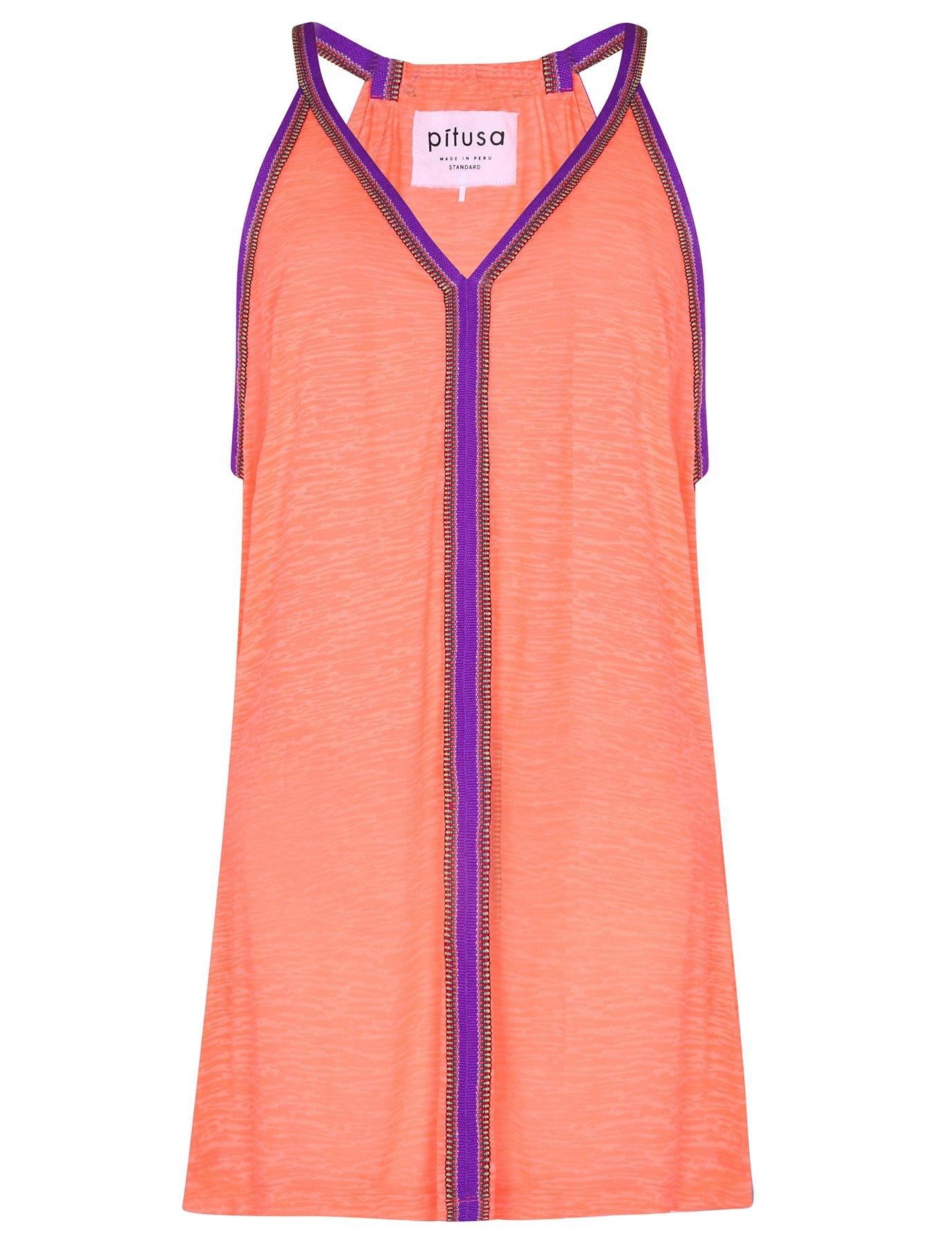 Image 2 of 2 of PITUSA Mini Beach Dress - Coral - Orange