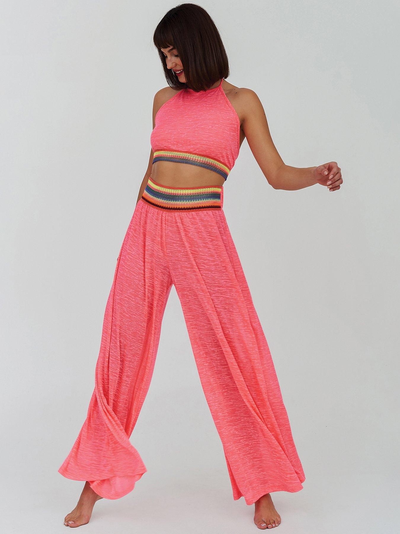 Image 1 of 2 of PITUSA Pitusa Halter Top And Wide Leg Pant Set - Hot Pink