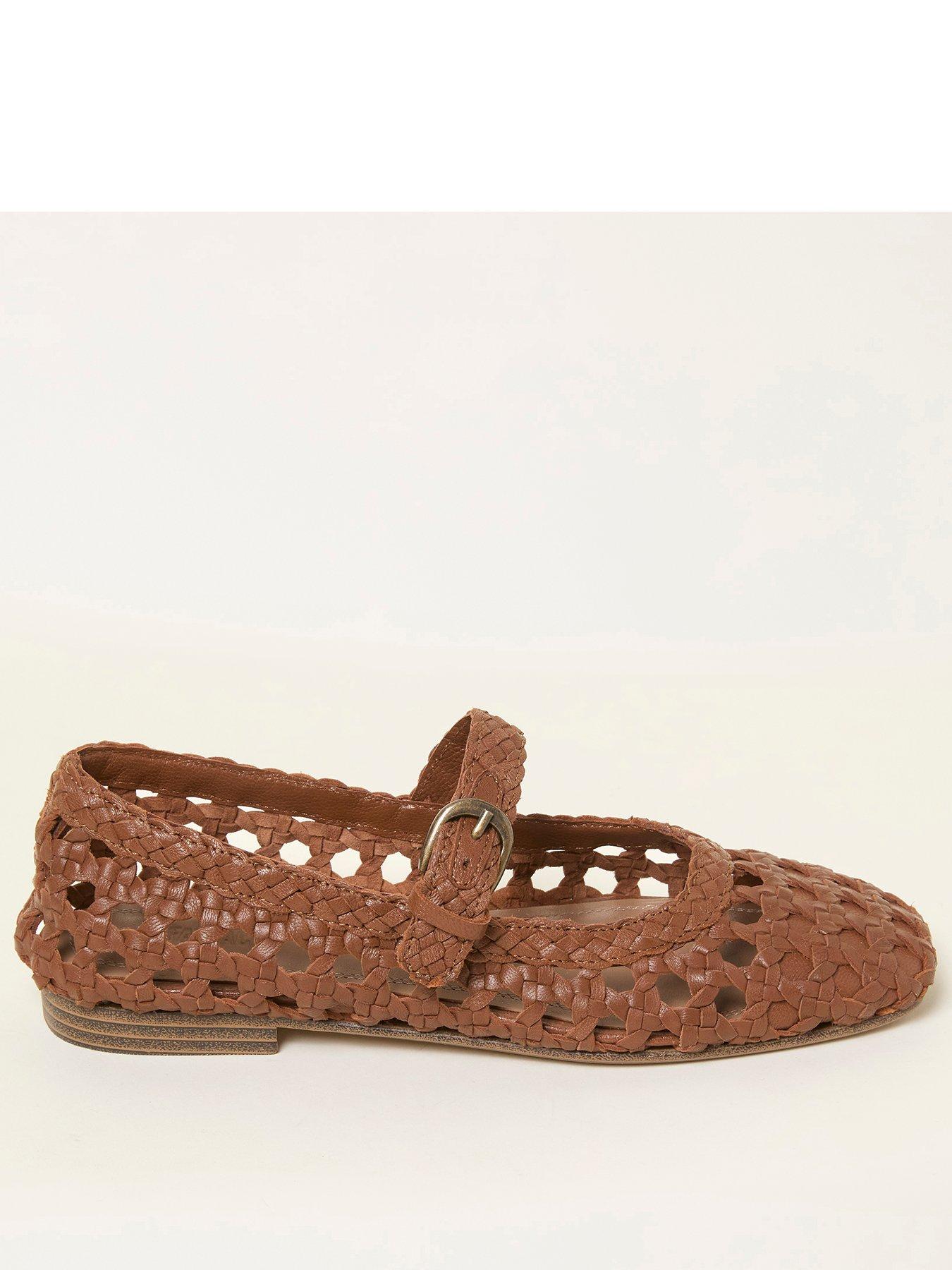 Image 1 of 3 of FatFace Weave Mary Jane - Tan Brown