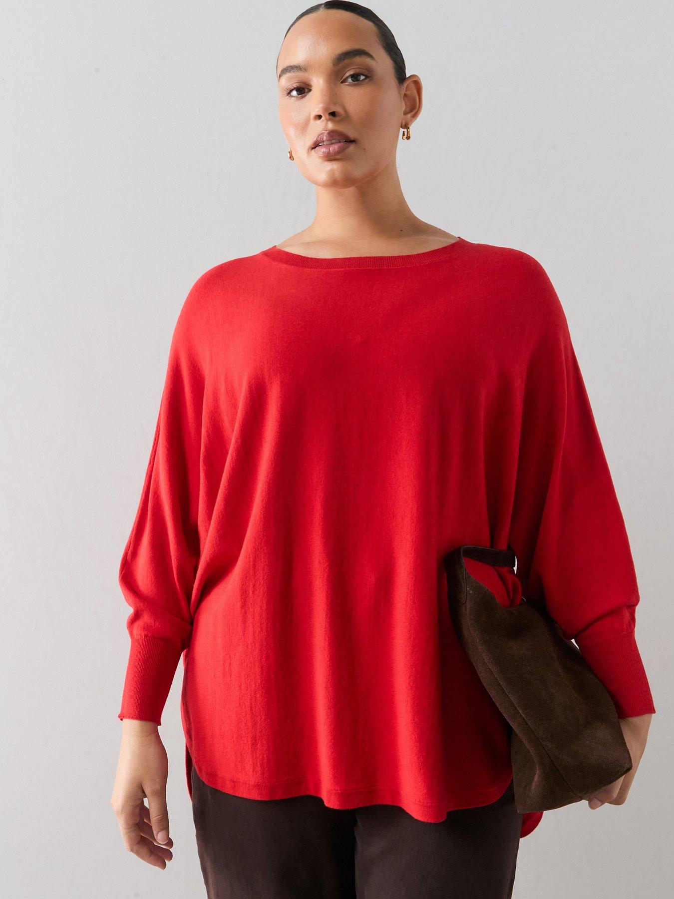 The Very Collection Classic Comfort Dipped Hem Longline Jumper - Red