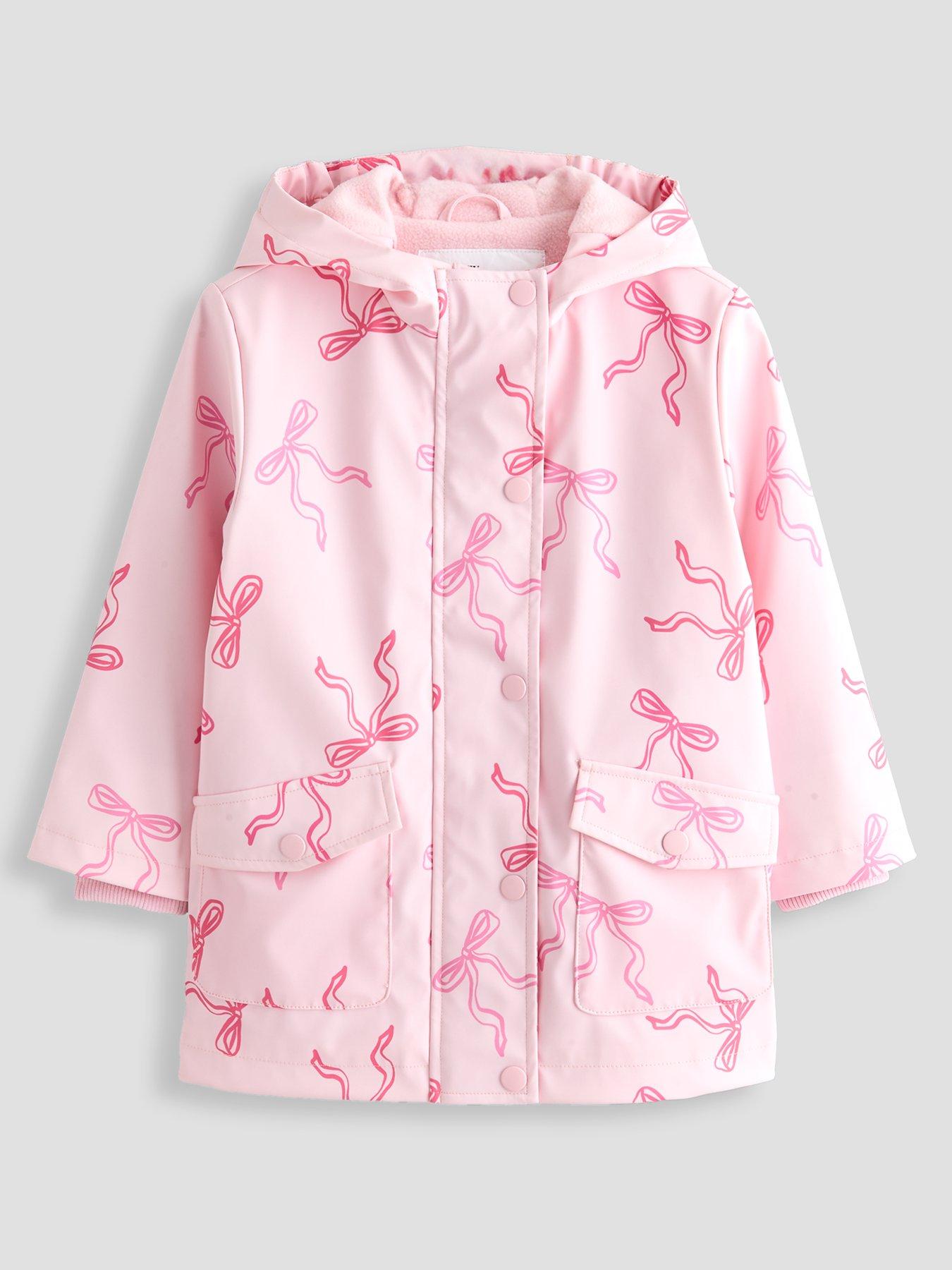 Image 1 of 6 of The Very Collection Girls Bow Printed Rainmac Coat (9 months - 7 years) - Light Pink