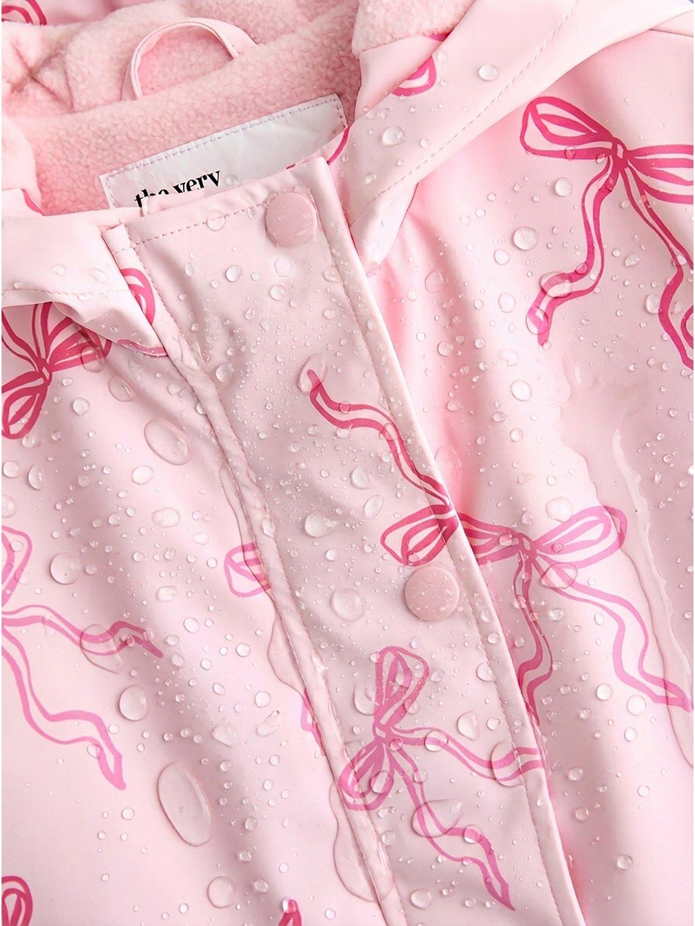 Image 4 of 6 of The Very Collection Girls Bow Printed Rainmac Coat (9 months - 7 years) - Light Pink