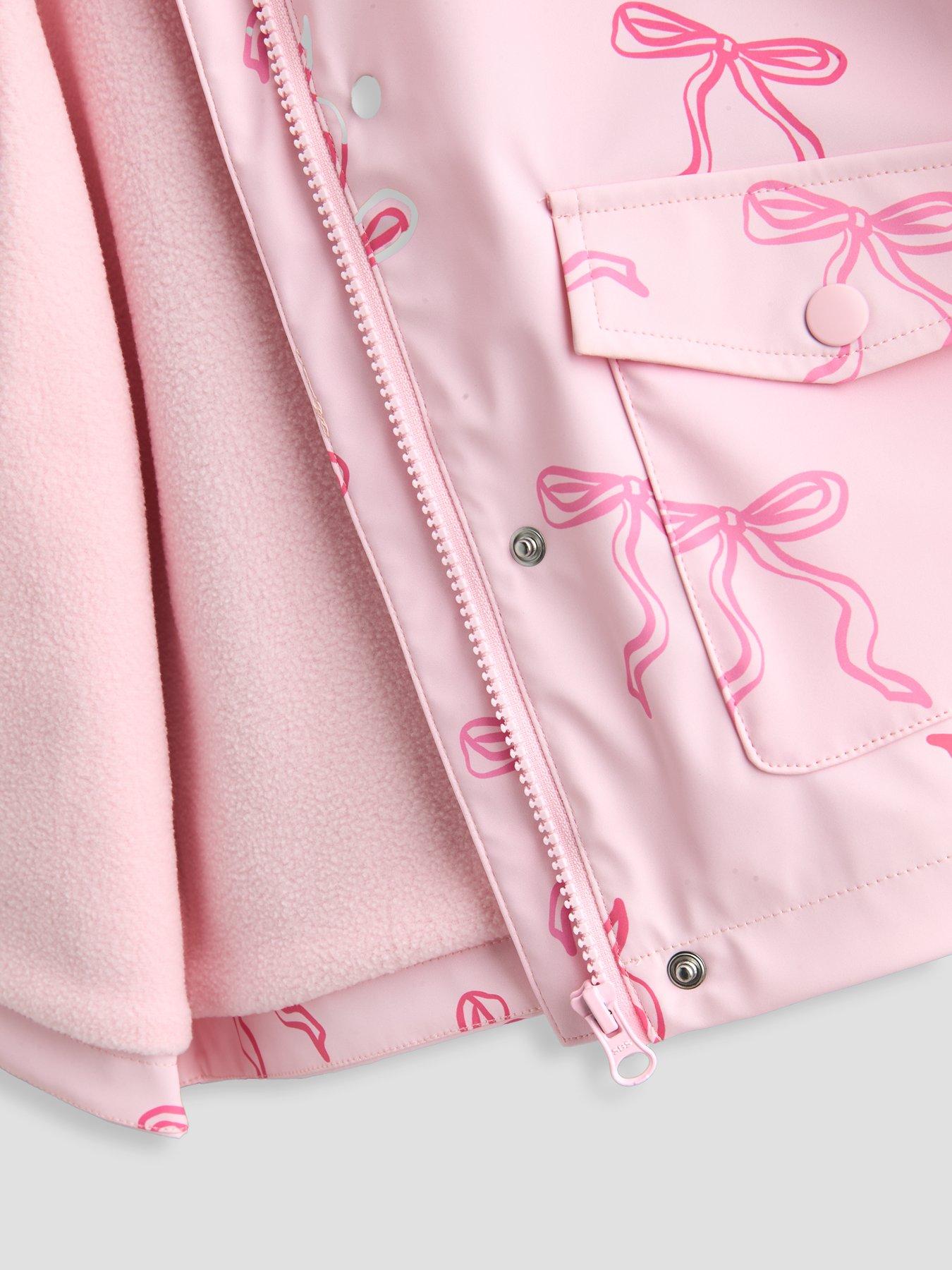 Image 6 of 6 of The Very Collection Girls Bow Printed Rainmac Coat (9 months - 7 years) - Light Pink