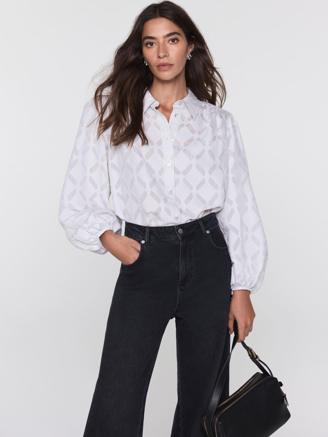 Mint Velvet Grey Striped Jacquard Shirt