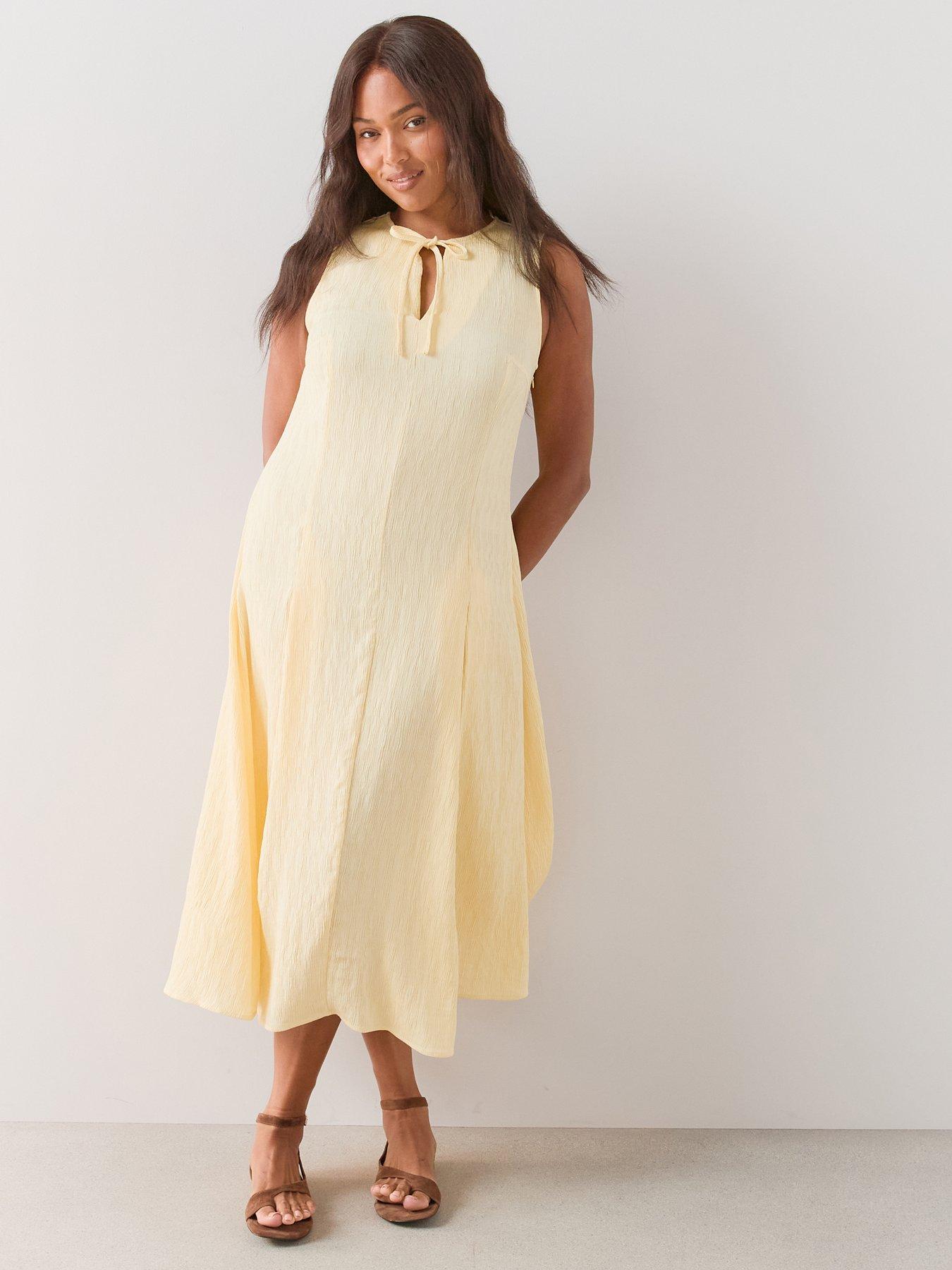 The Very Collection Curve Textured Sleeveless Midi Dress - Yellow