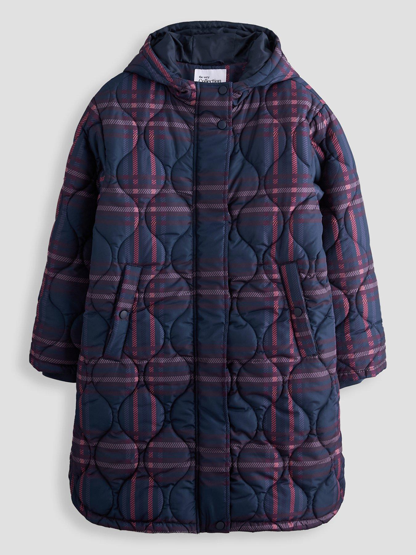 Image 1 of 5 of The Very Collection Girls Quilted Regular Knee Length Coat - Blue