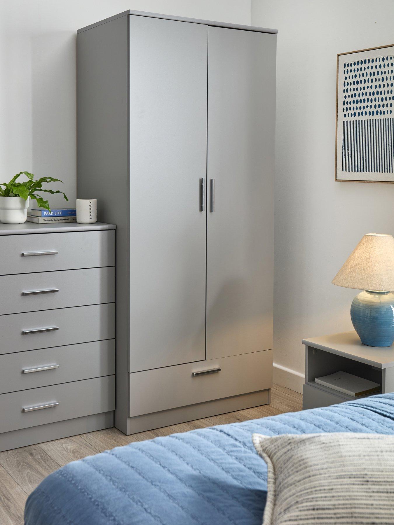 The Very Collection Panama 2 Door, 1 Drawer Wardrobe - Grey