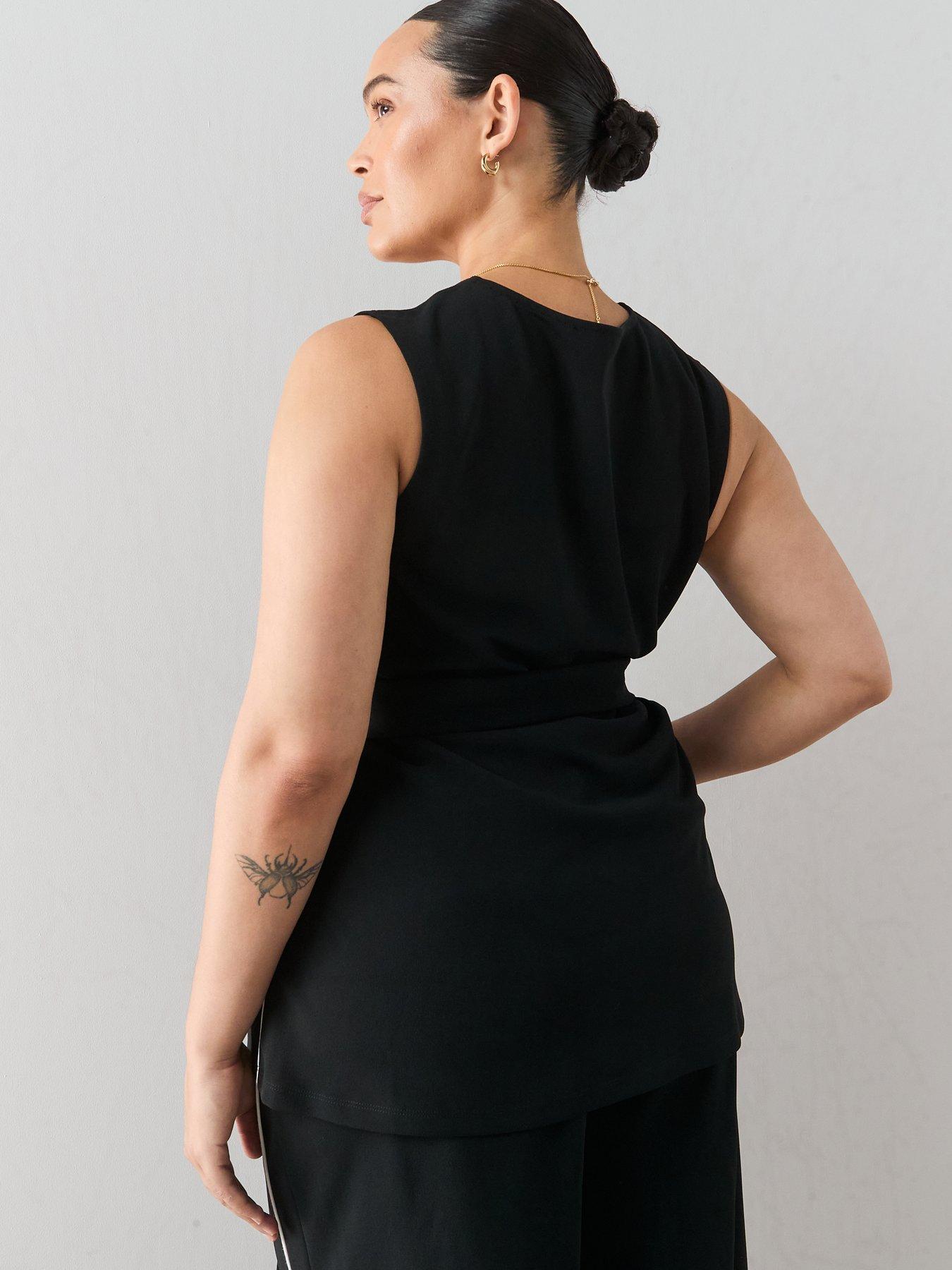 Image 2 of 6 of The Very Collection Curve V Neck Tunic Co-Ord - Black
