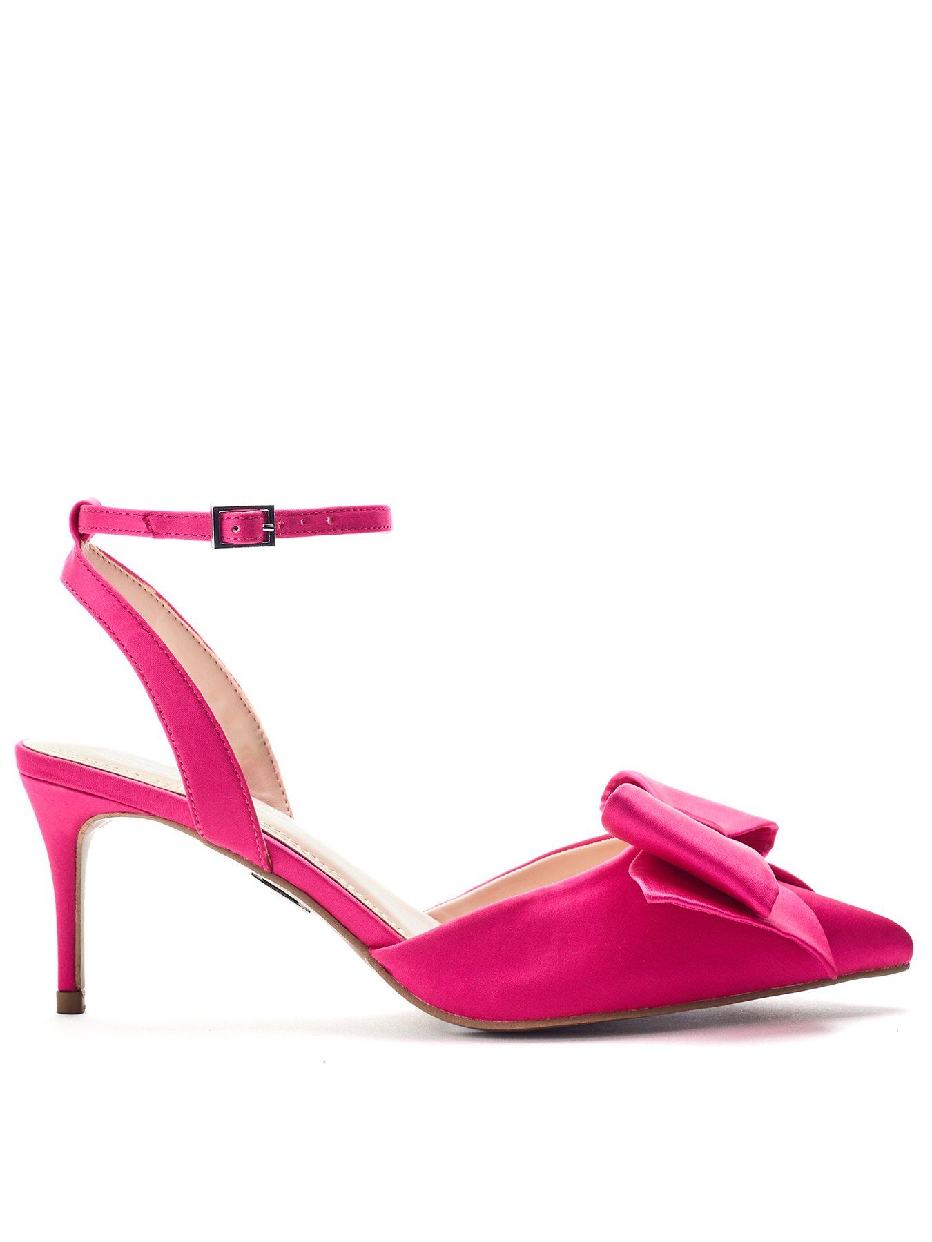 Moda In Pelle Nahara Pink Satin Ankle Strap Heel With Bow Detail