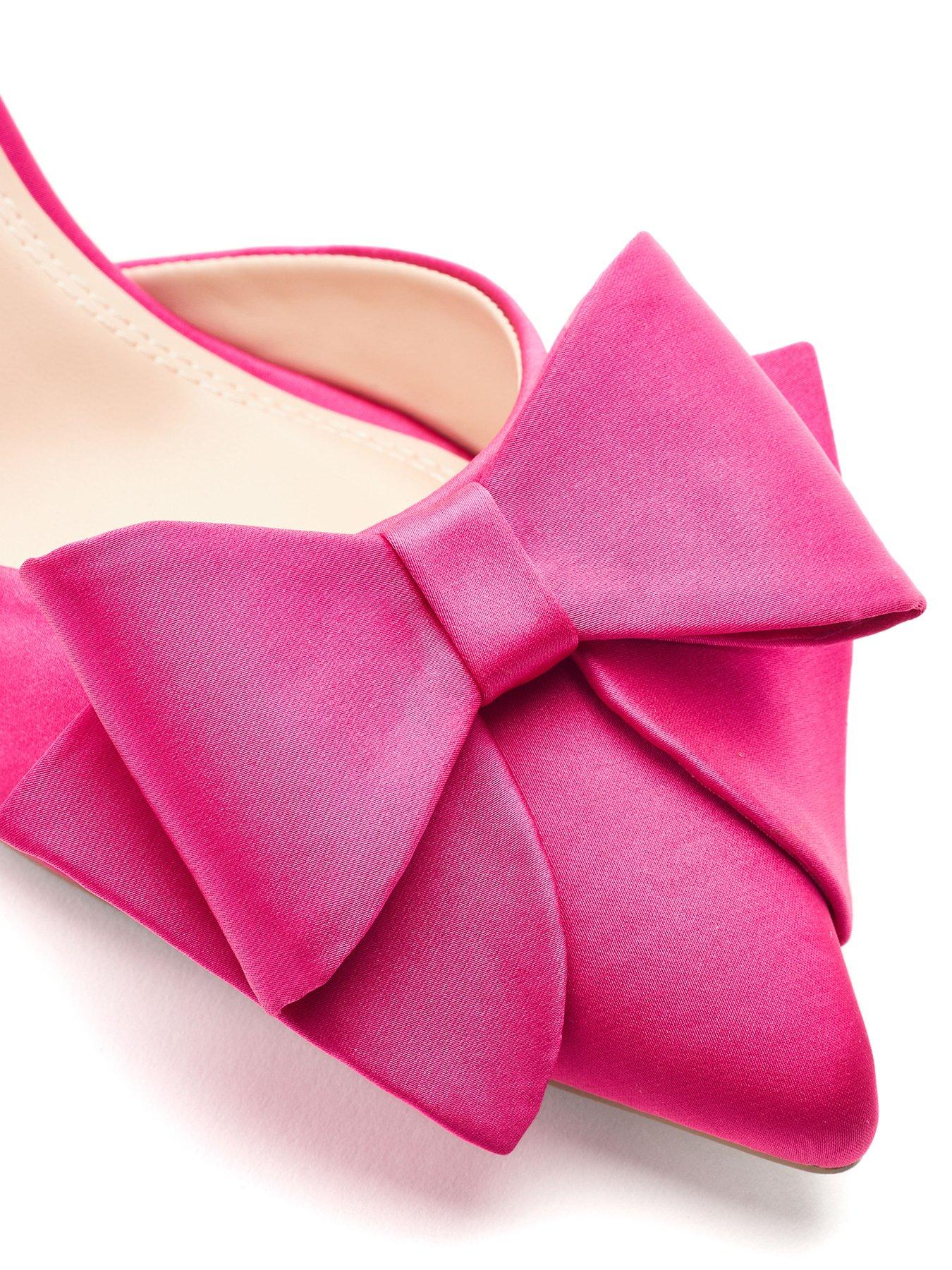 Image 2 of 3 of Moda In Pelle Nahara Pink Satin Ankle Strap Heel With Bow Detail