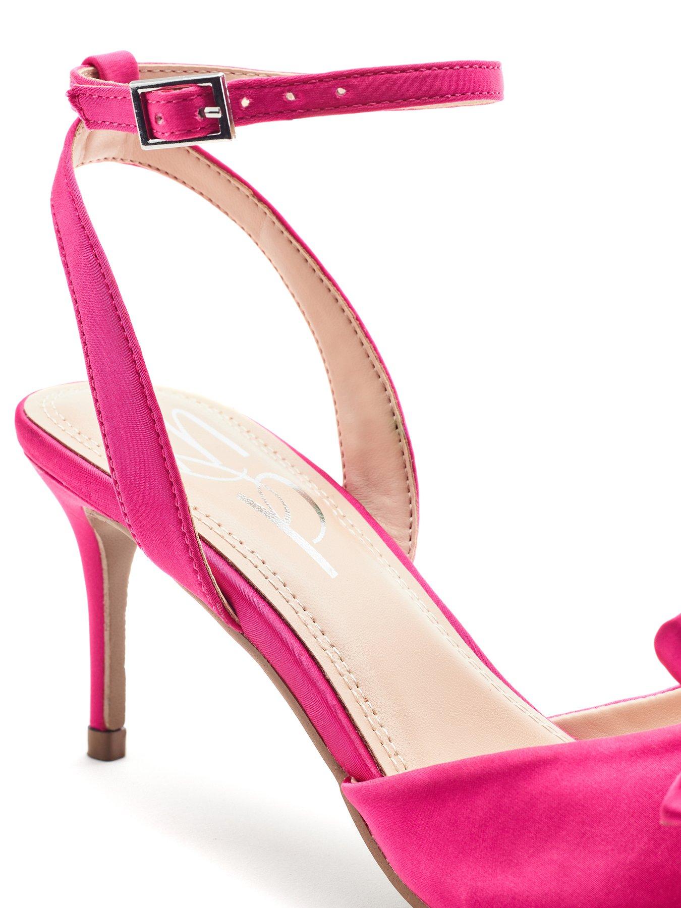Image 3 of 3 of Moda In Pelle Nahara Pink Satin Ankle Strap Heel With Bow Detail