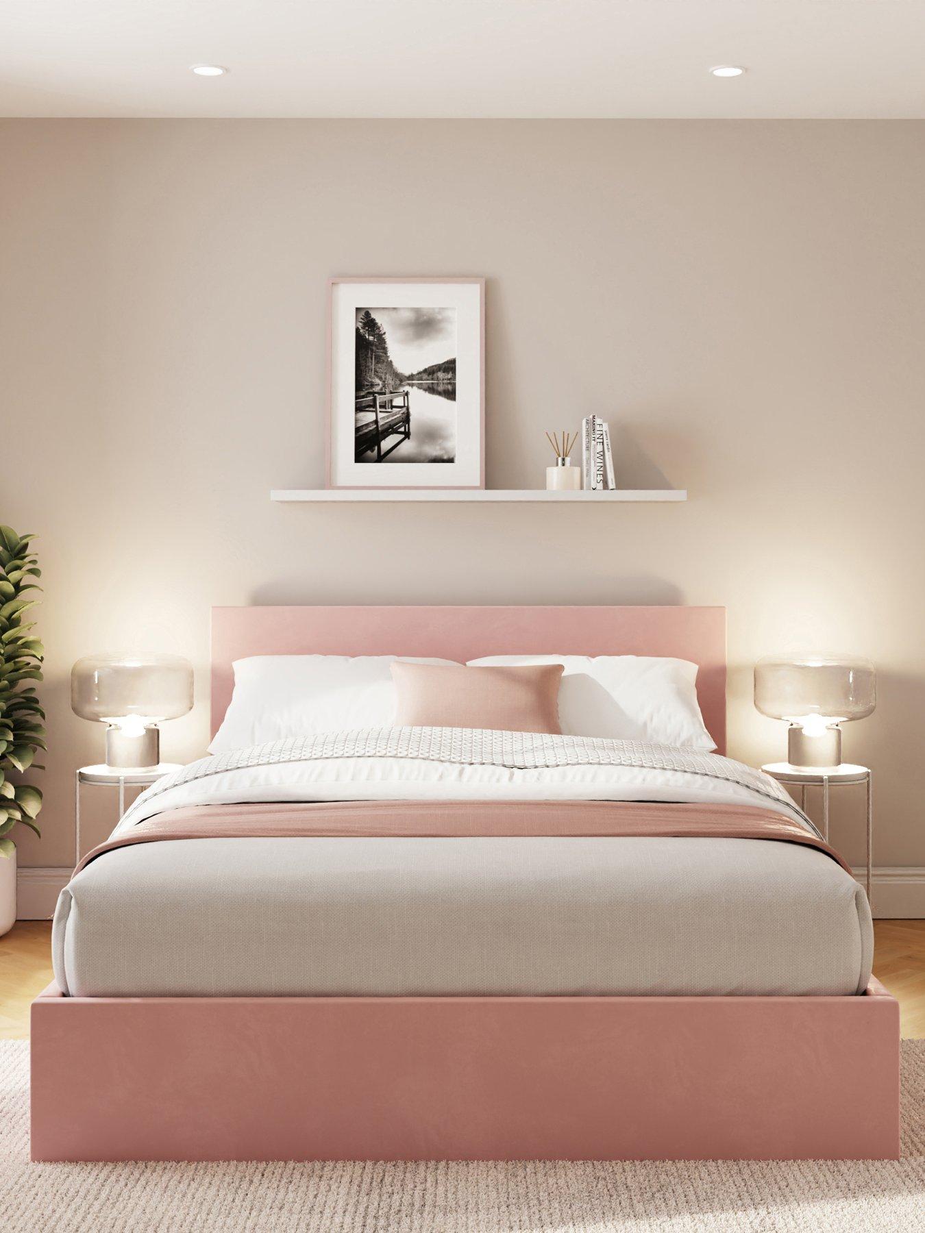 GFW Odessa Velvet End Lift Up Storage Ottoman Double Bed
