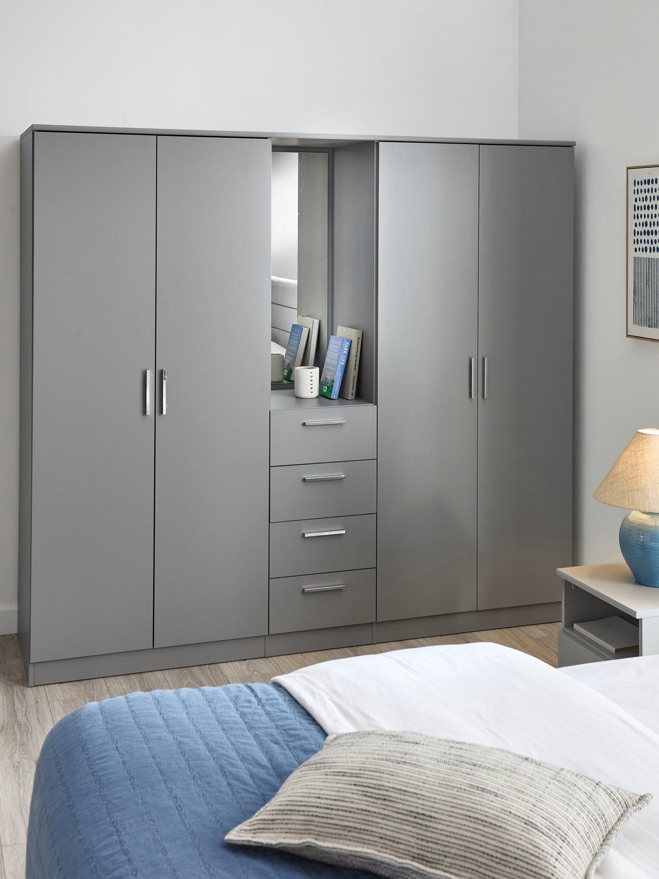 The Very Collection Panama 4 Door 4 Drawer Combi Fitment with Mirror - Grey