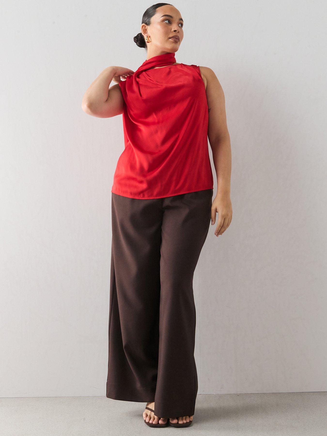 Image 3 of 6 of The Very Collection Curve Drape Neck Sleeveless Blouse - Red