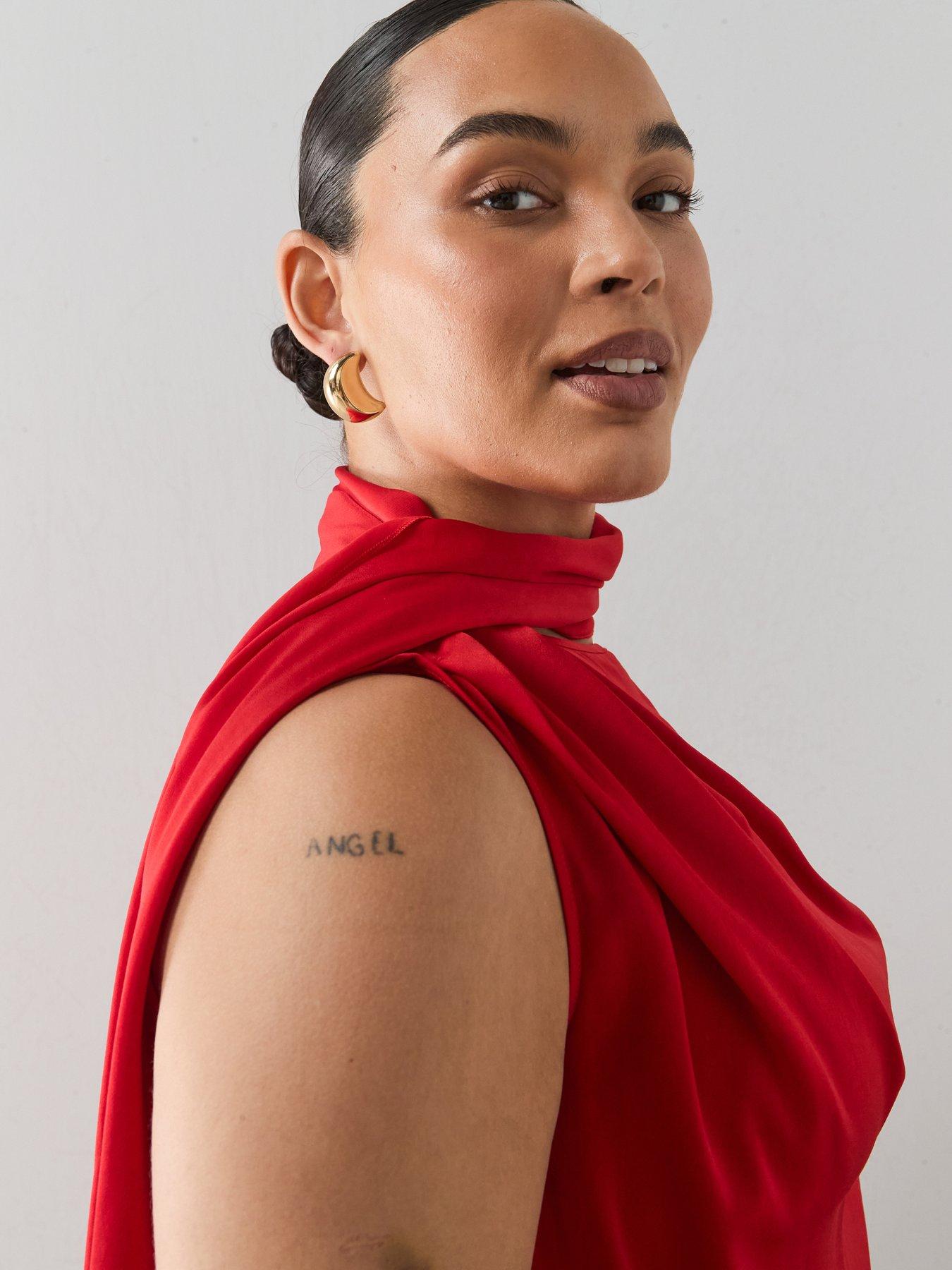 Image 4 of 6 of The Very Collection Curve Drape Neck Sleeveless Blouse - Red
