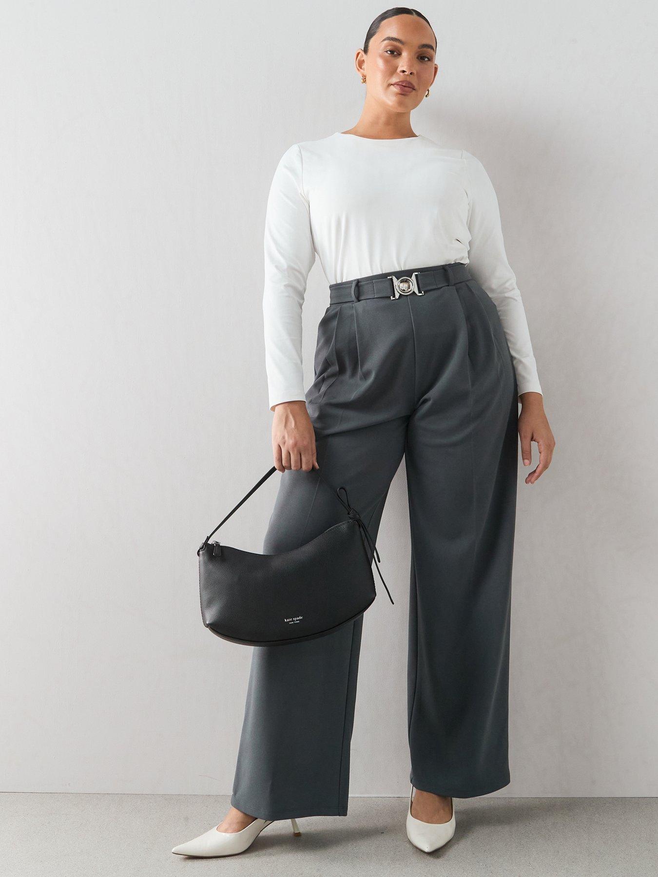 The Very Collection Curve Buckle Detail Wide Leg Stretch - Dark Grey