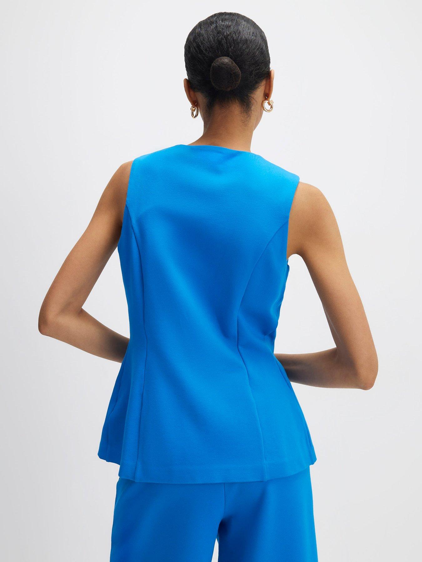 river-island-short-scallop-ponte-waistcoat-bluestillFront