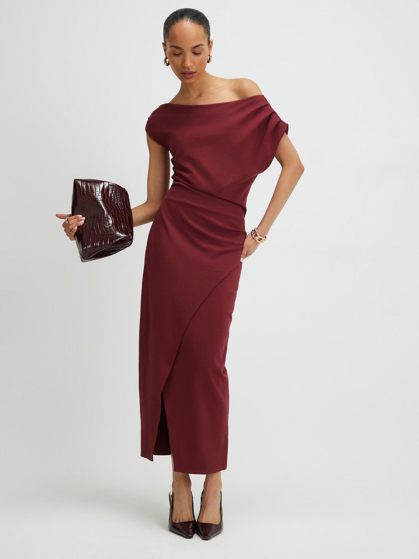 river-island-short-ponte-drape-midi-dress-purplefront