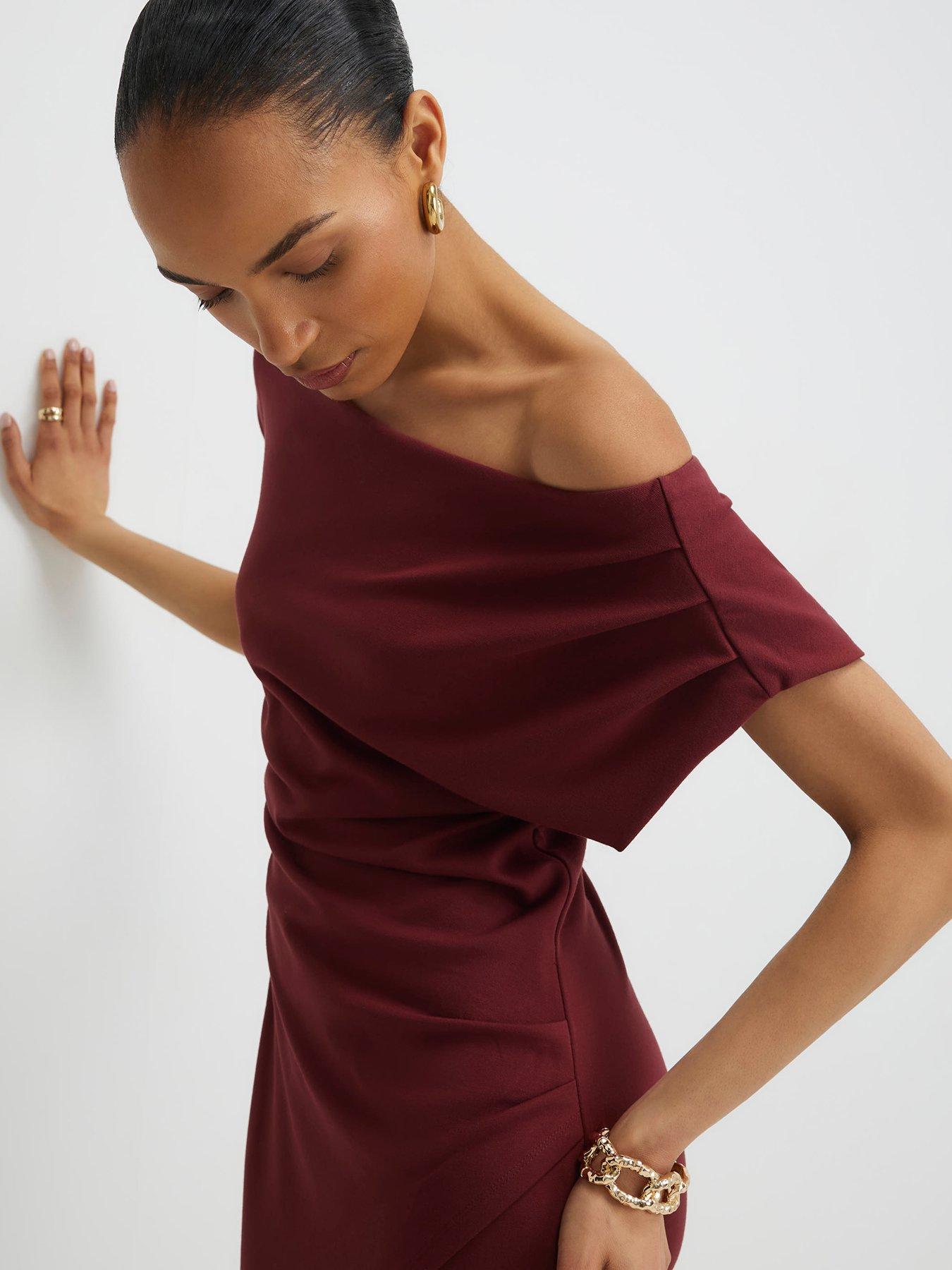 river-island-short-ponte-drape-midi-dress-purpleoutfit