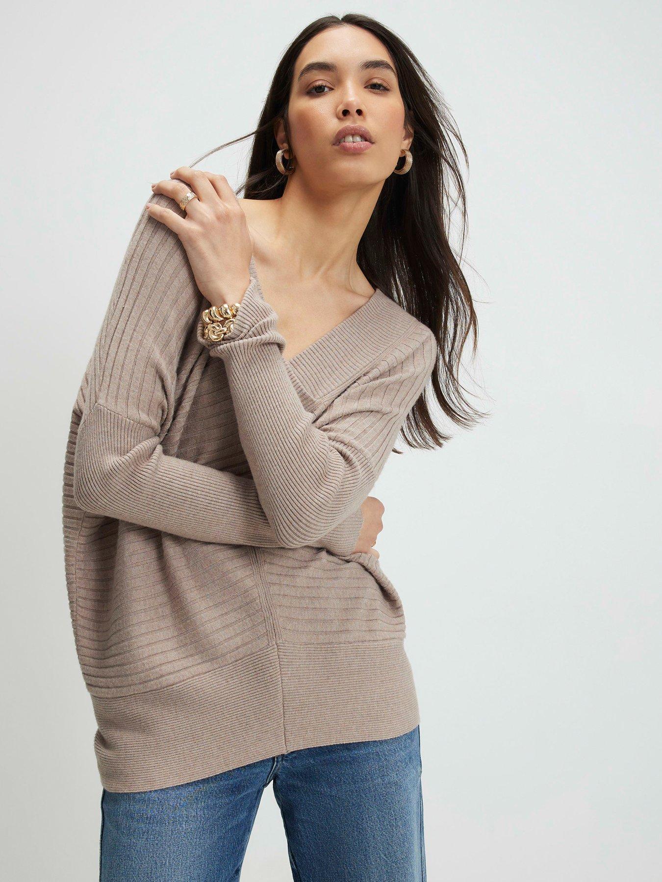 river-island-v-neck-ribbed-jumper-brownfront