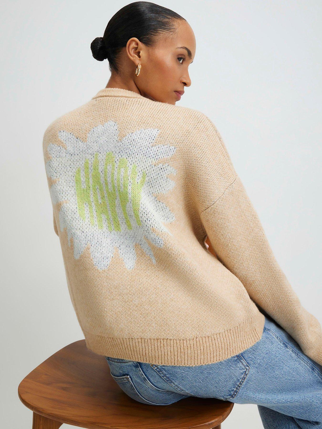 River Island Beige Happy Conversational Cardigan