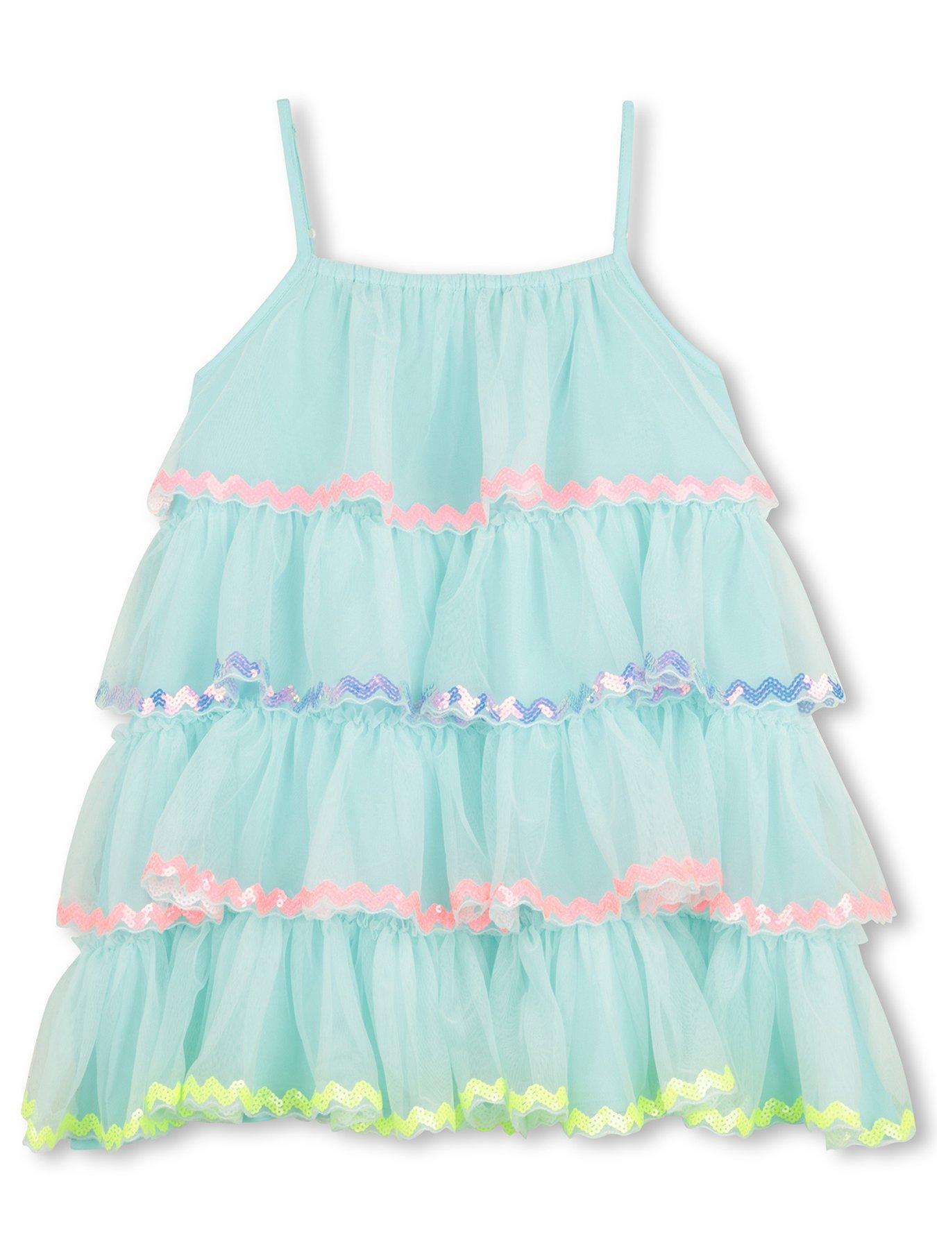 Image 1 of 3 of Billieblush Girls Tiered Mesh Dress - Light Blue