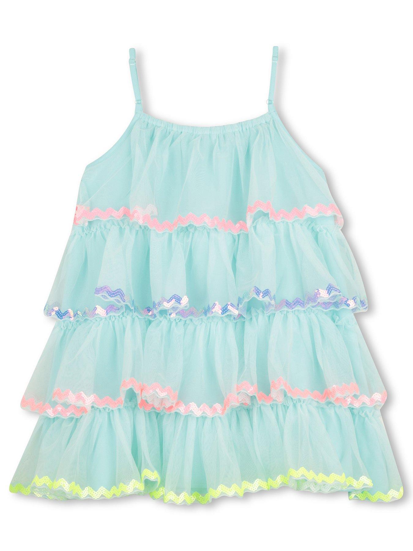 Image 2 of 3 of Billieblush Girls Tiered Mesh Dress - Light Blue